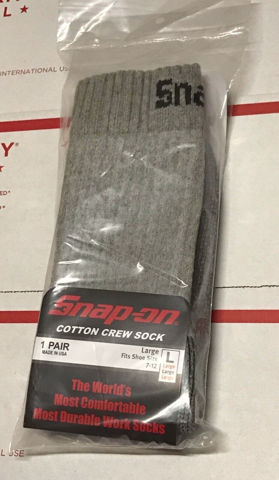 NEW 12 Pairs Mens GRAY Snap On Tools Crew Socks Large   MADE USA