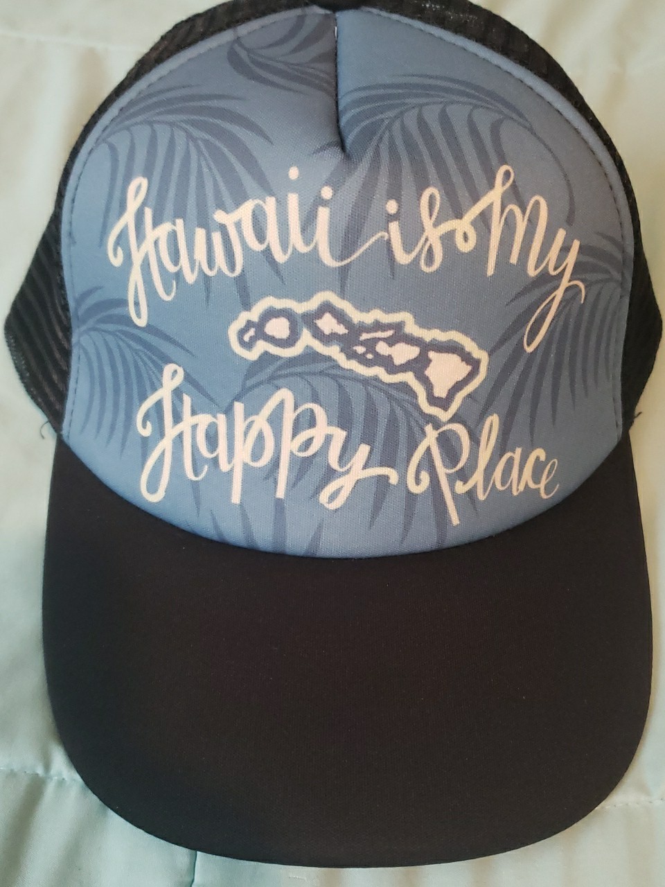 HAWAII IS MY HAPPY PLACE MESH TRUCKER HAT CAP SNAPBACK UNISEX VERY NICE