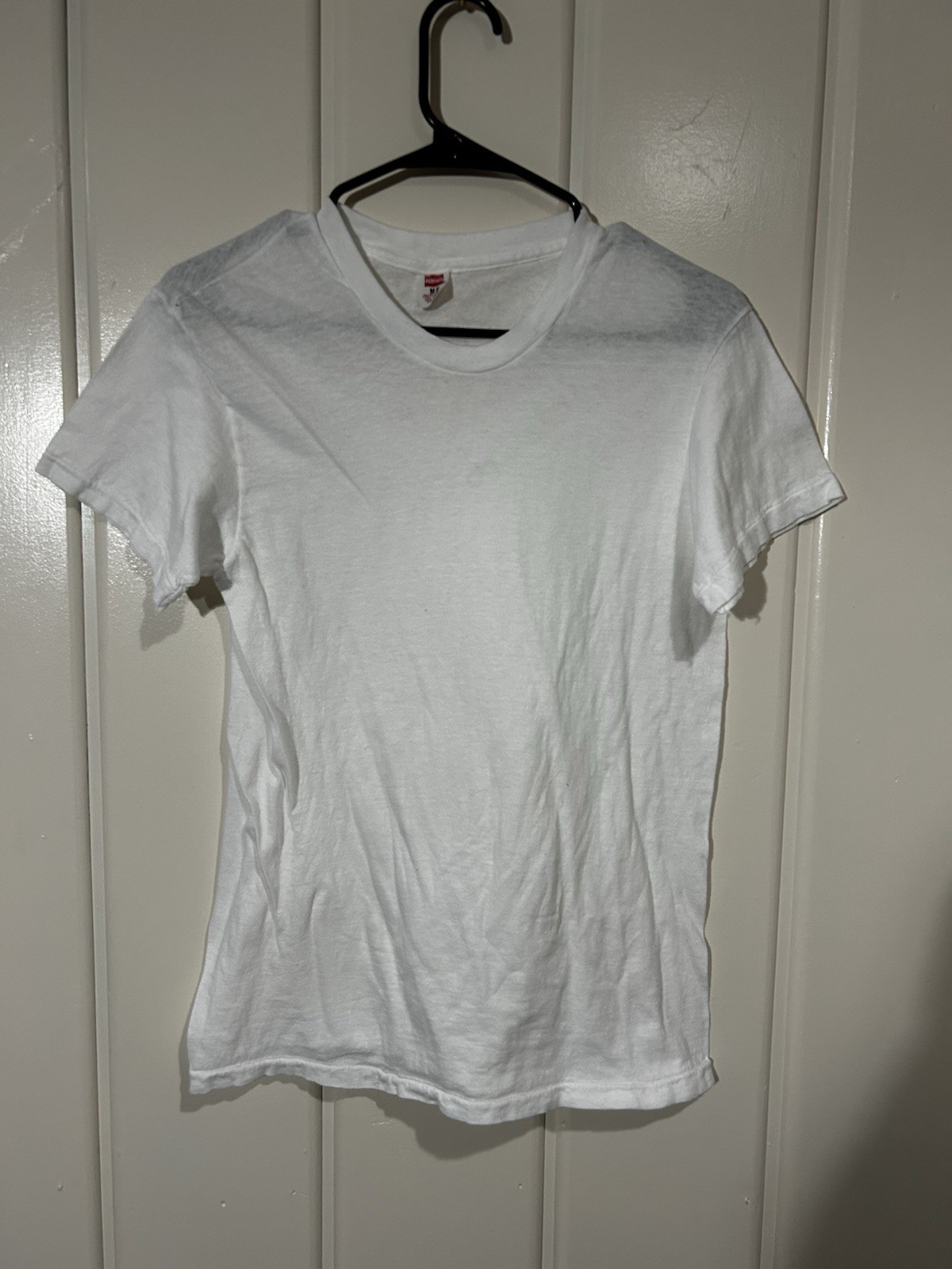 Vintage Hanes White Blank T Shirt Medium 60s USA Single Stitch