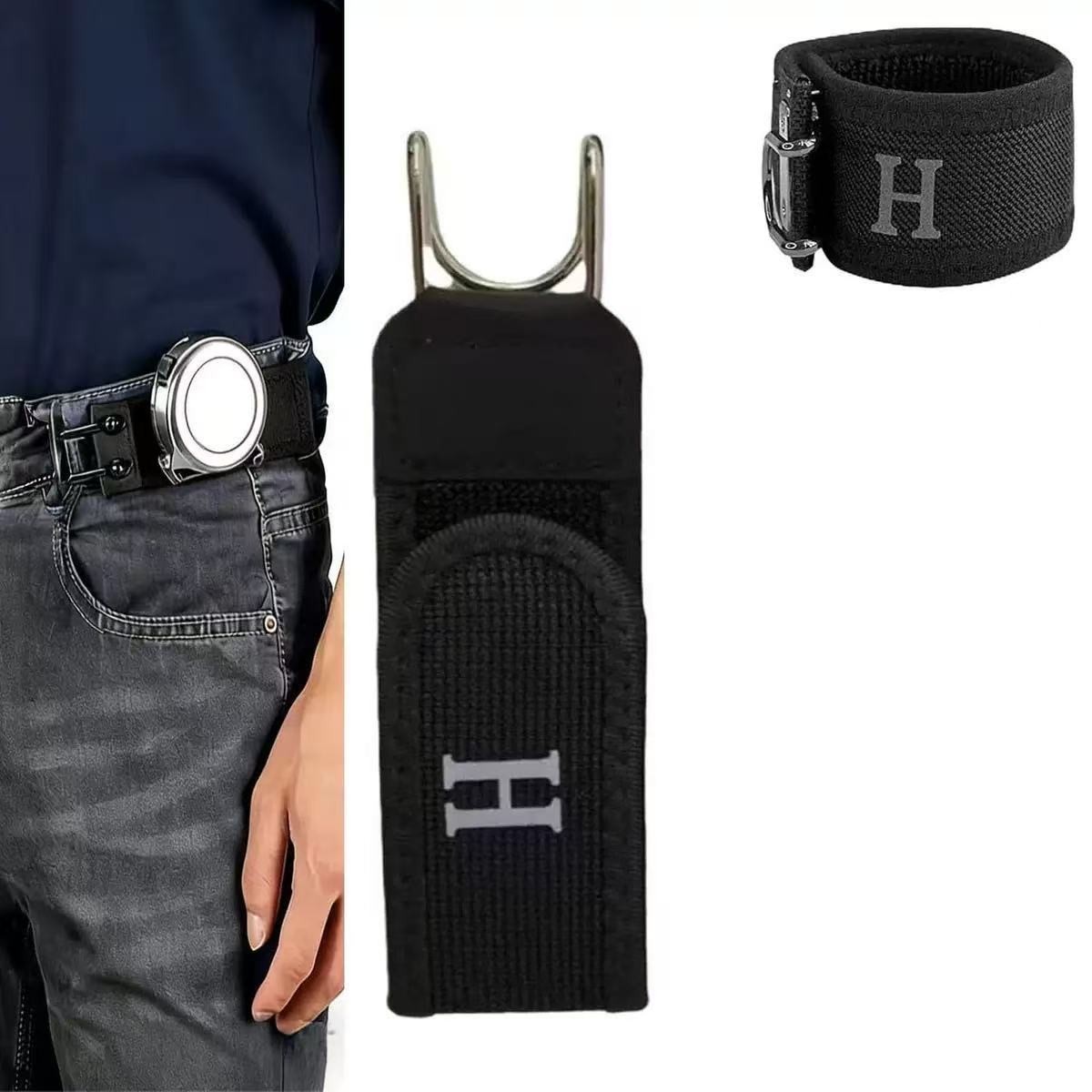 2 Pack No Buckle Elastic Belt Hook Adjustable Invisible Waist Strap Unisex