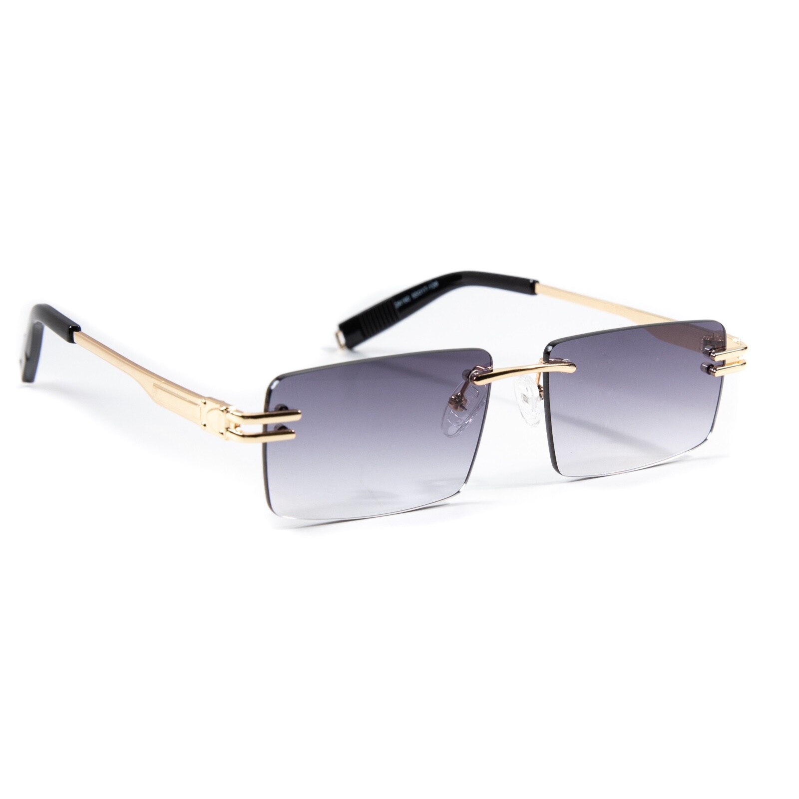 Men\'s Purple Tint Rimless Vintage Gold Frame Retro Hip Hop Rectangle Sunglasses