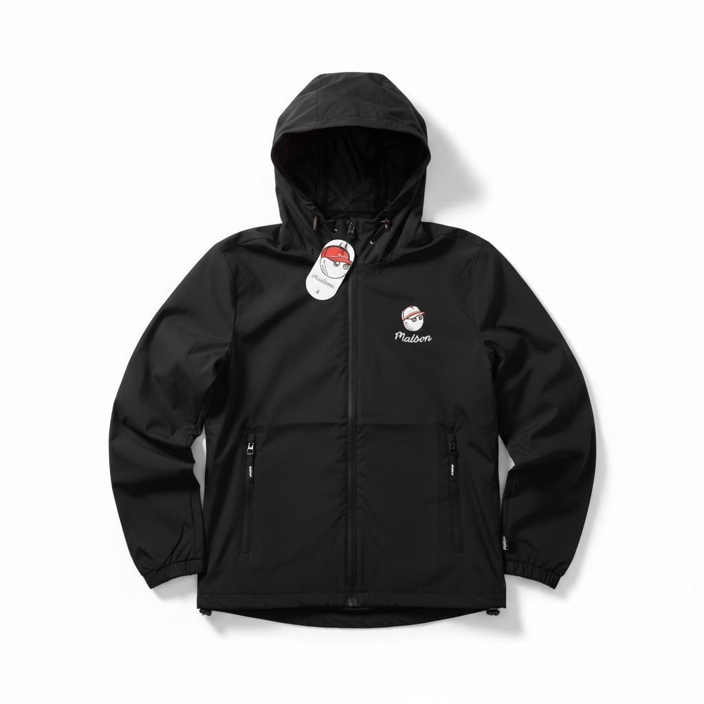 New Men's Malbon Rain Golf Jacket Shell Performance Full Zip Hooded Jacket