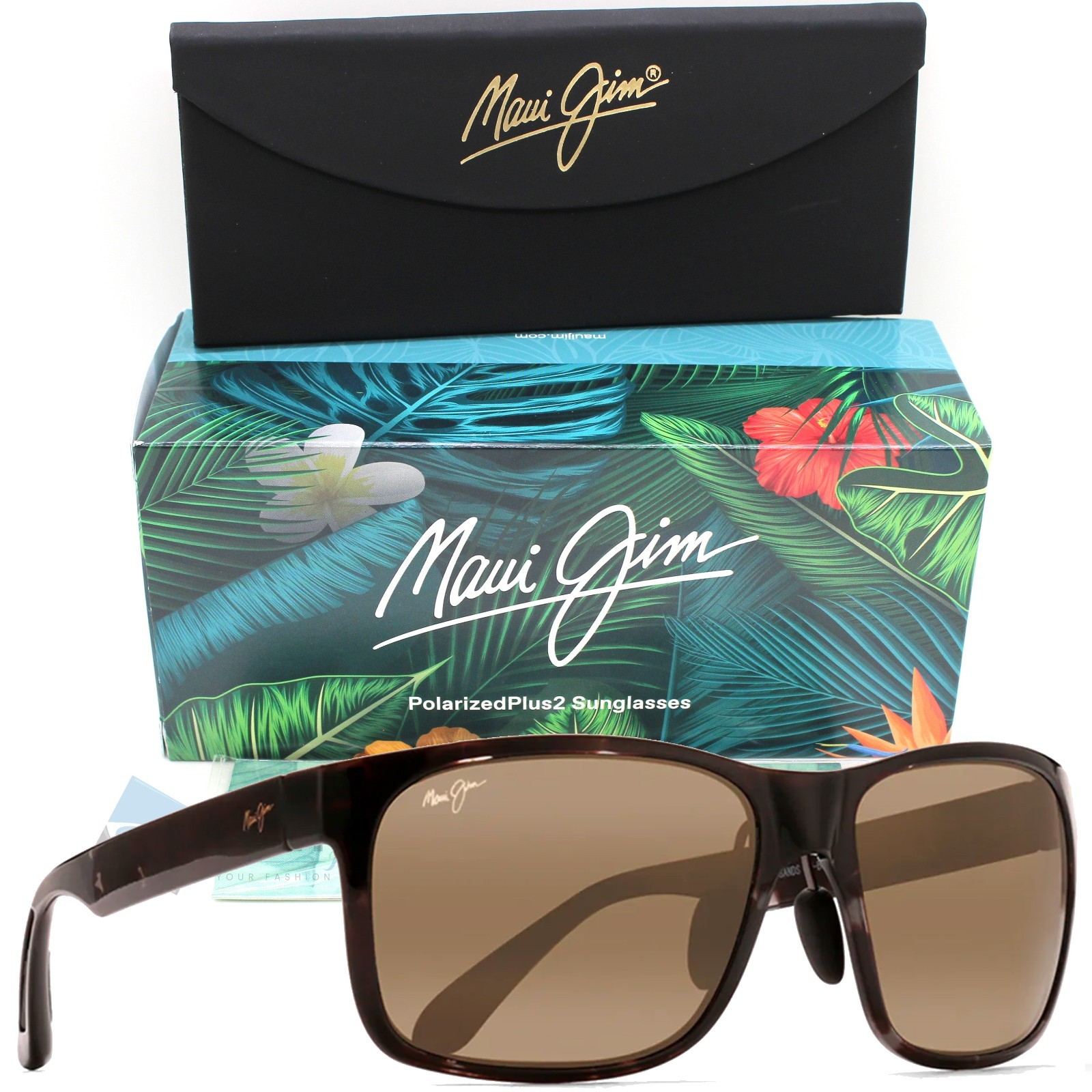 NEW Maui Jim RED SANDS Polarized Square Sunglasses Tortoise / Bronze MJ0432S-002