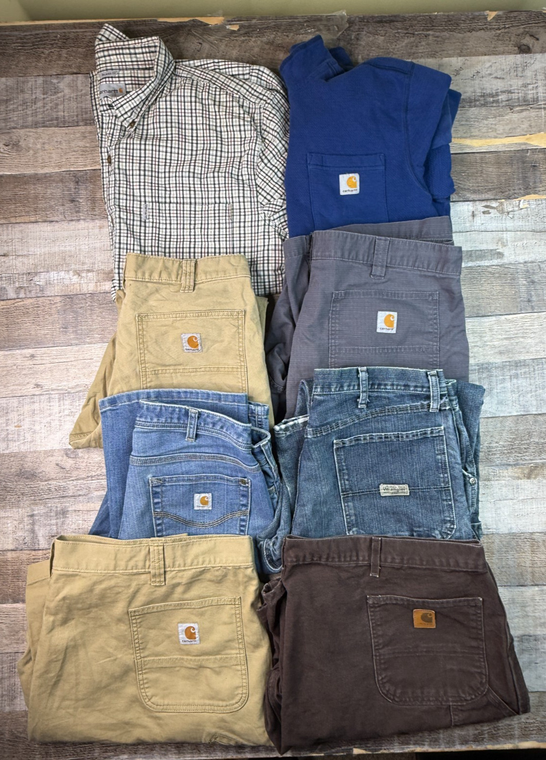 Lot of 8 Carhartt Jeans  Shorts Tops Mens Reseller Wholesale Denim Canvas Y2K