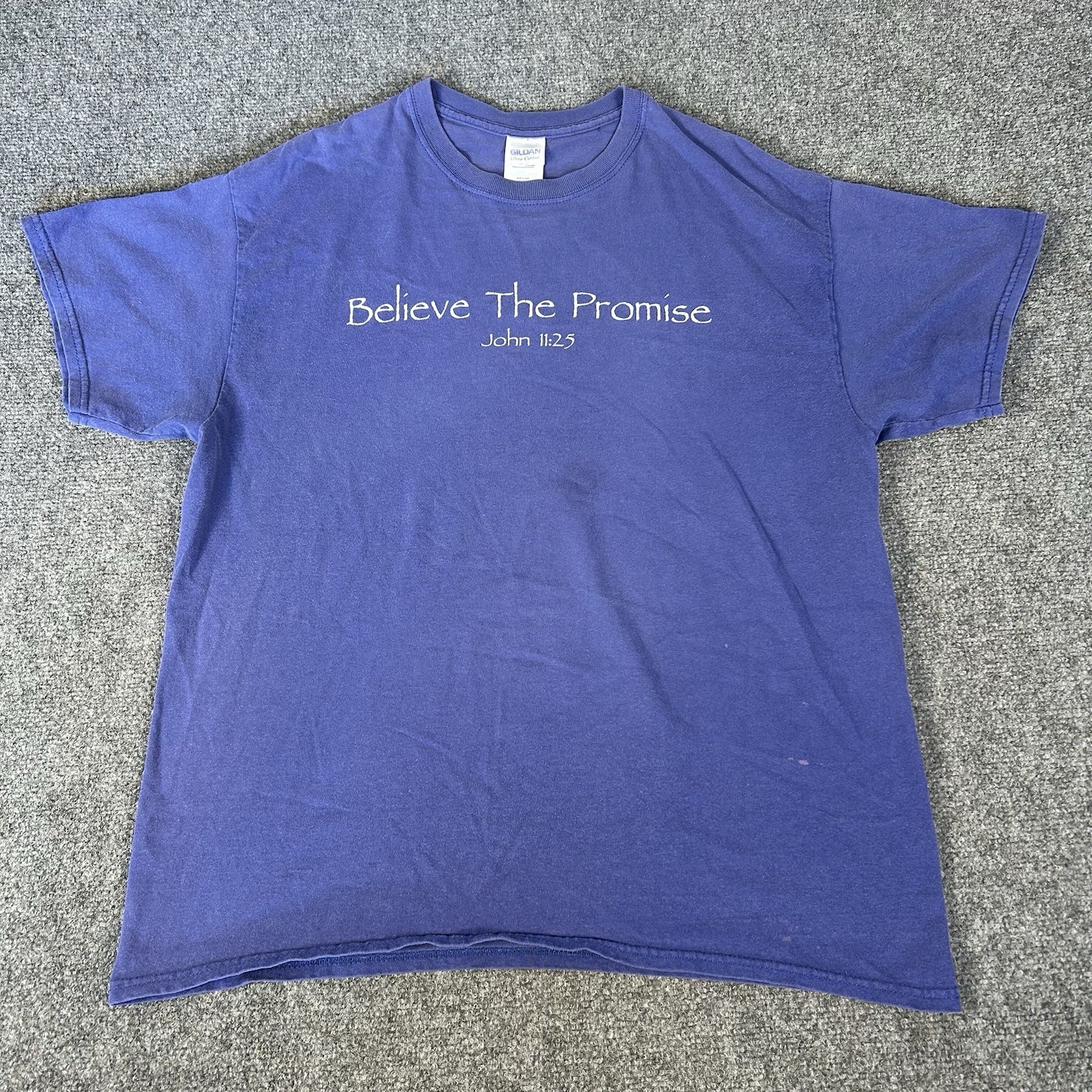 Vintage Y2K Believe The Promise Christian T Shirt John 11:25 Jesus Graphic Tee