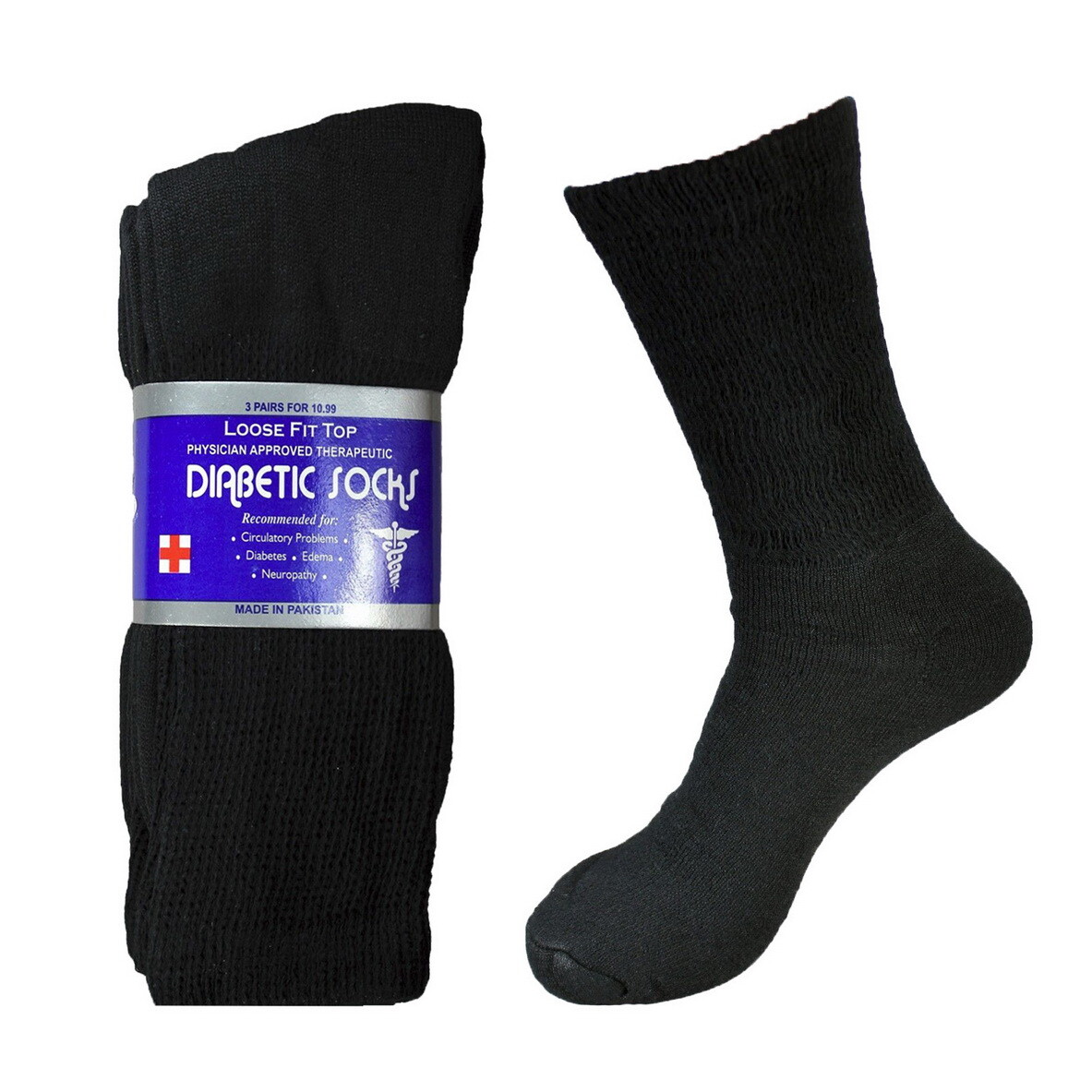 Lot of 1 3 6 12 Pair Men Loose Fit Diabetic Crew Socks Health Cotton 10-13