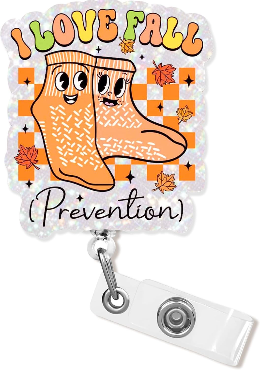 I Love Fall Nurse Badge Reel Cute Work Badge Holder Retractable