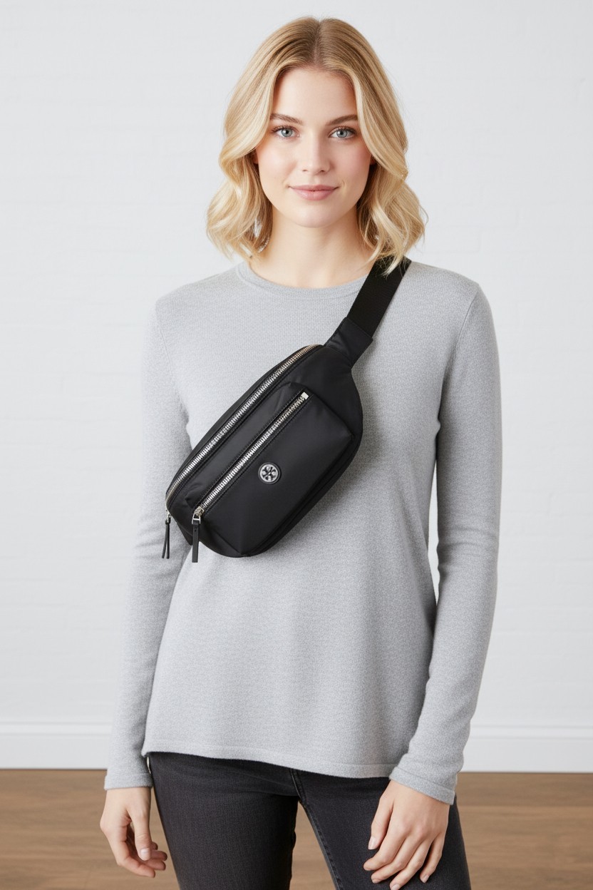 Latest New Tory Burch Black Nylon Belt Bag Sling Fanny Pack 170436