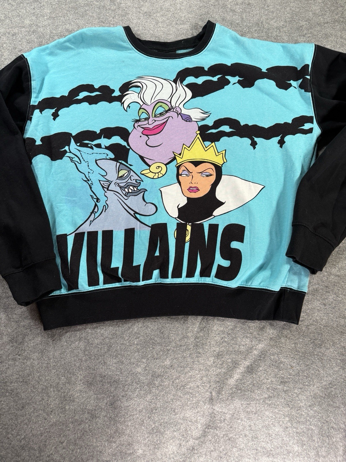 Disney Villains BoxLunch Sweatshirt M Ursula Evil Queen Hades Y2K Goth Turquoise