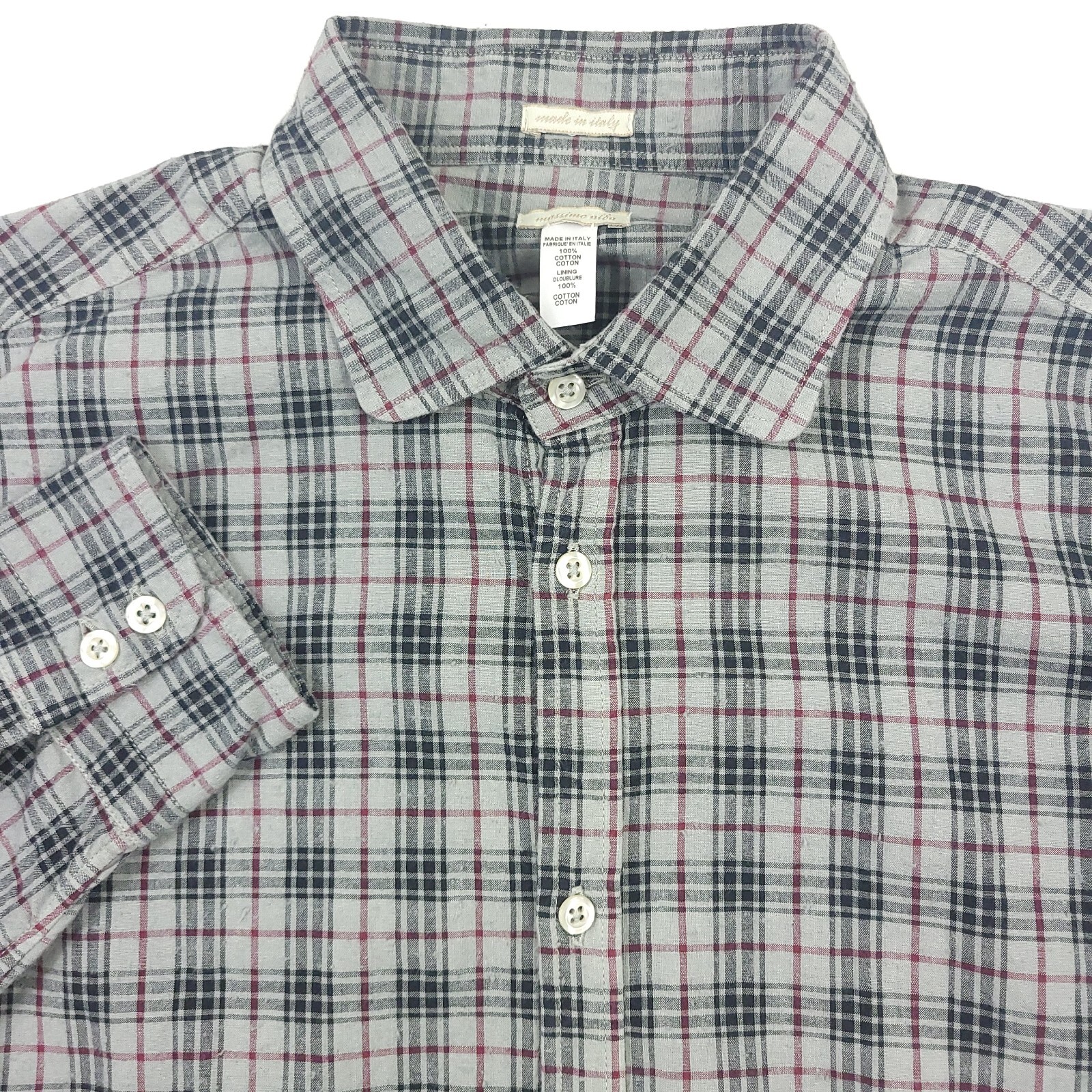 $425 Massimo Alba Round Collar Canary Button Up Shirt in Gray Mens Size Medium