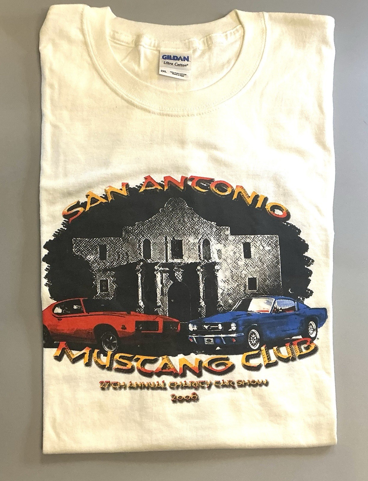 Mustang Club 27th Annual Charity Car Show T-Shirt 2XL San Antonio Texas 2008 NEW