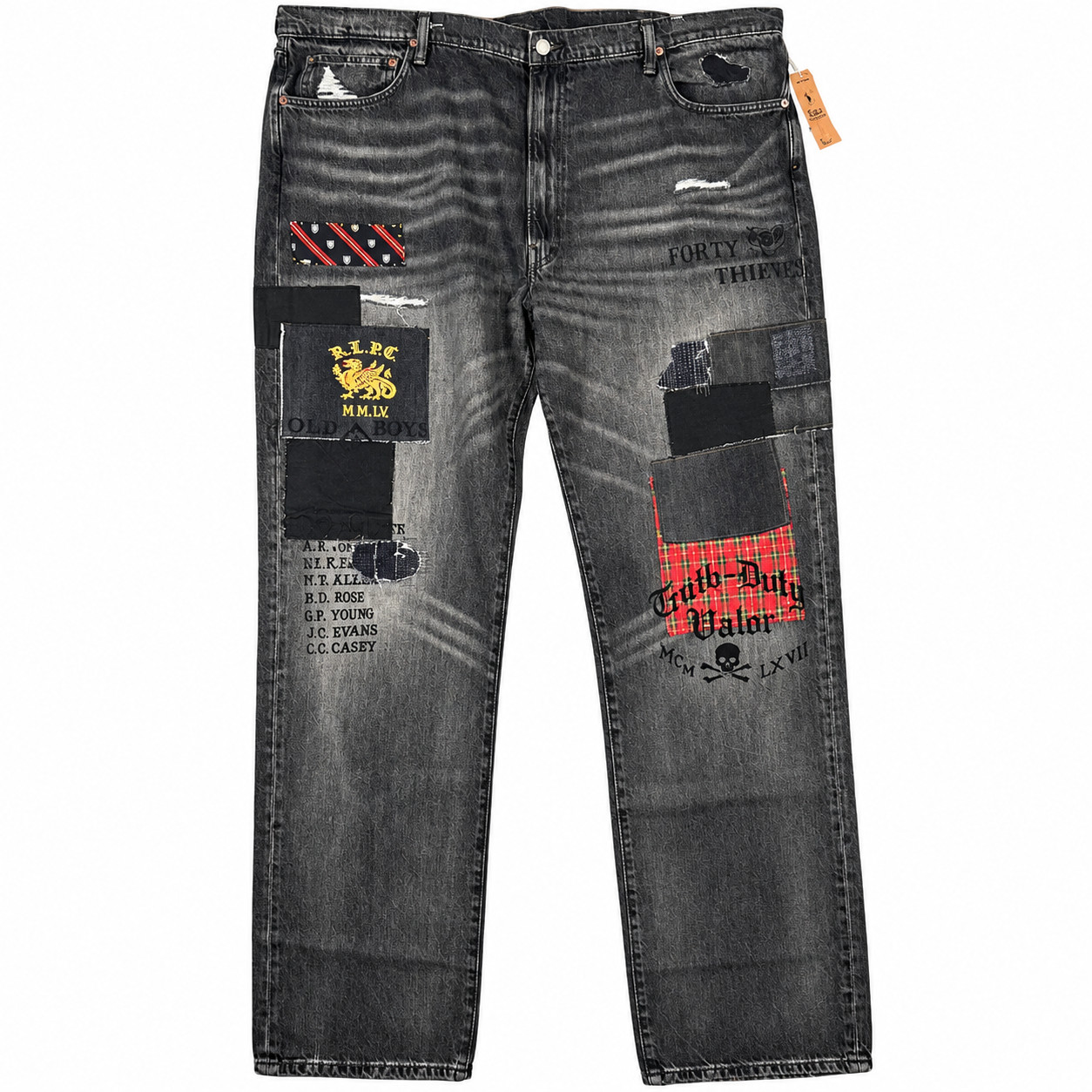 Polo Ralph Lauren Varick Slim Straight Patchwork Distressed Denim Jean