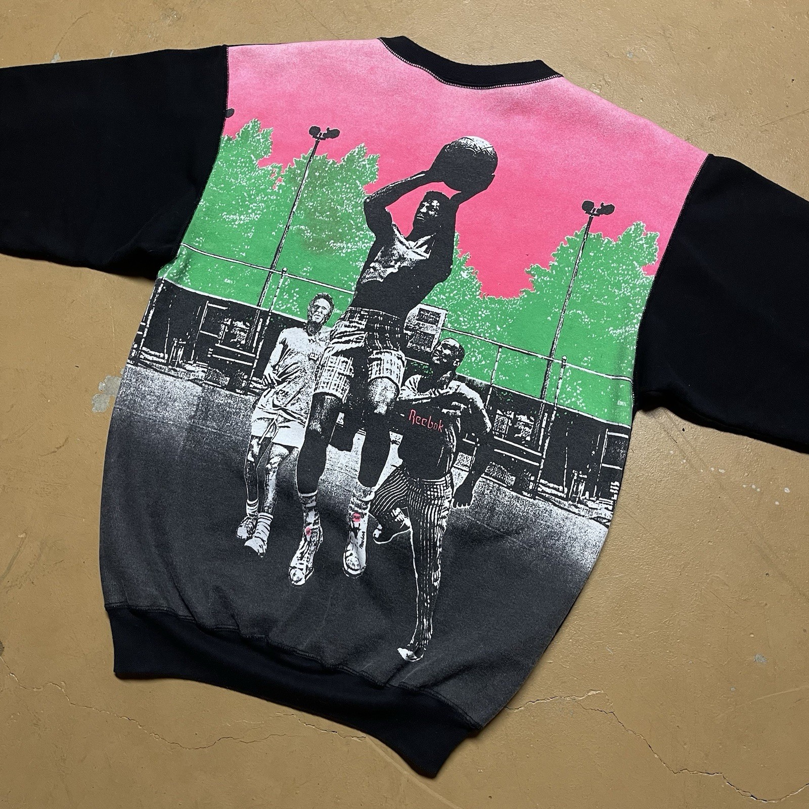 Vintage 80’s Reebok Pump It Up Crewneck Medium Made In Canada Oversized AOP Rare