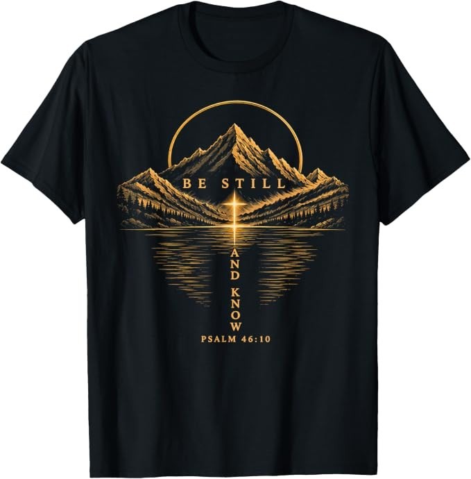 Be Still and Know Psalm 46:10 Christian Mountain Faith T-Shirt
