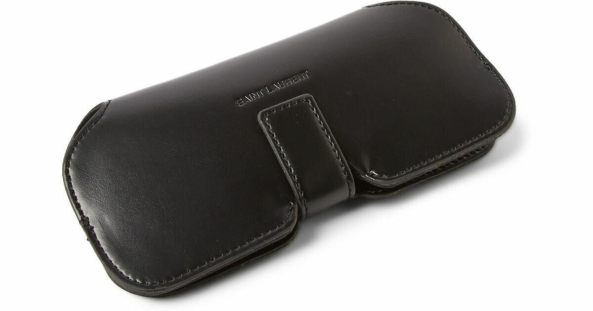 New Authentic Saint Laurent Sunglasses Eyeglasses Case Leather Black Case