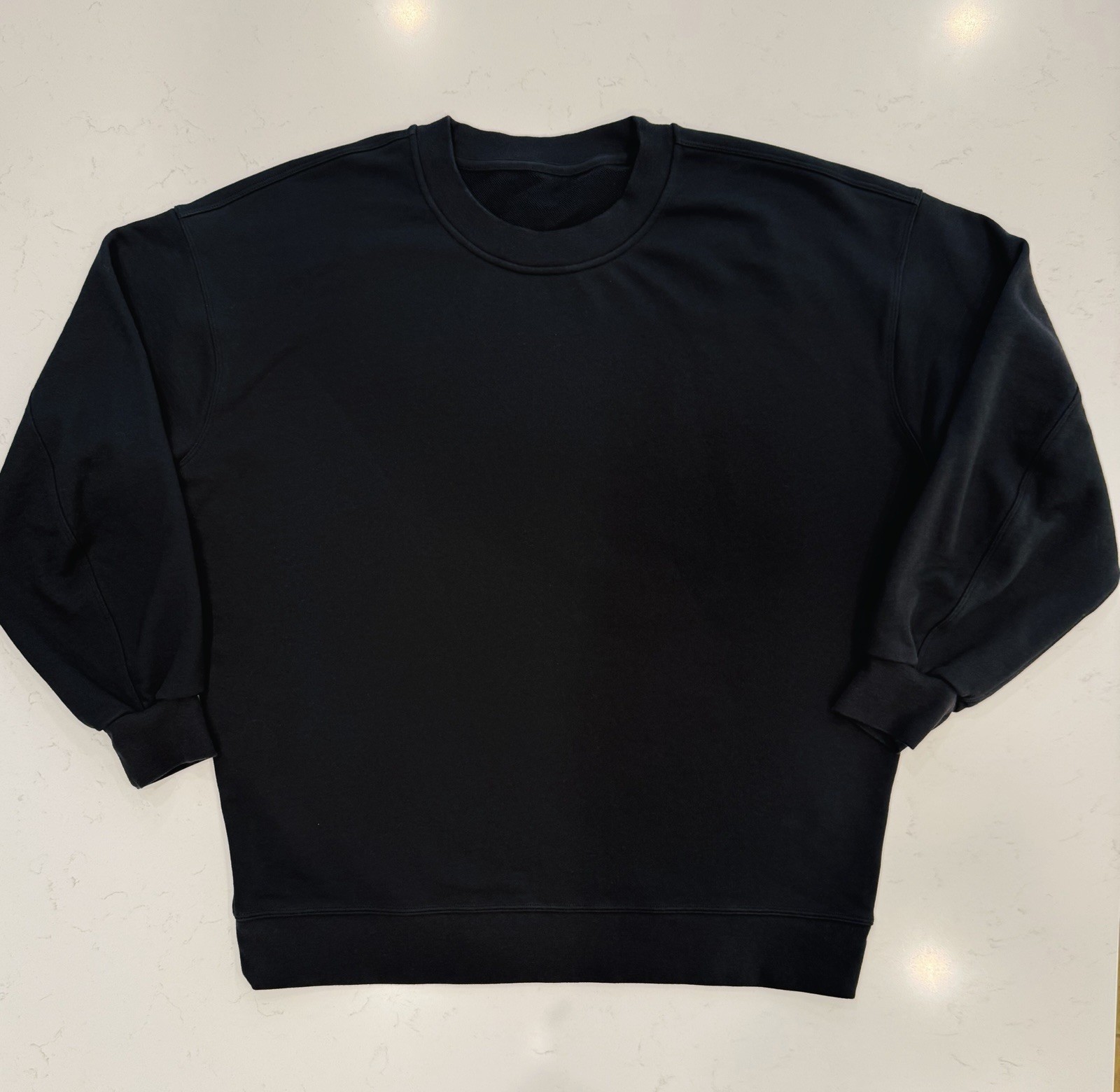 Lululemon Womens Black Logo Crewneck Cotton Pullover No Size Tag Sizing in Pics 