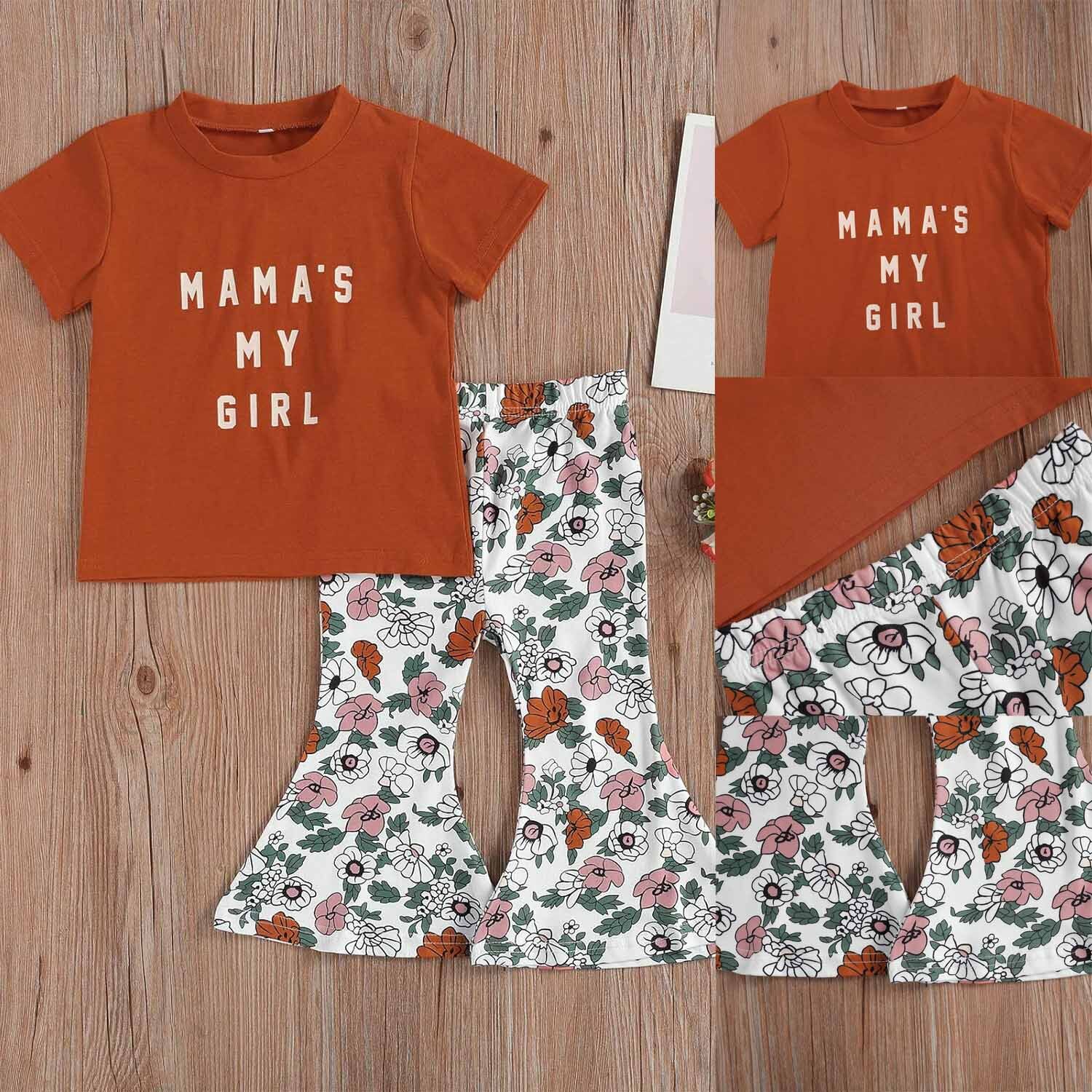 Toddler Suit Summer Baby Girl Clothes 2Pcs Letter T-Shirt+Pants Outfits set