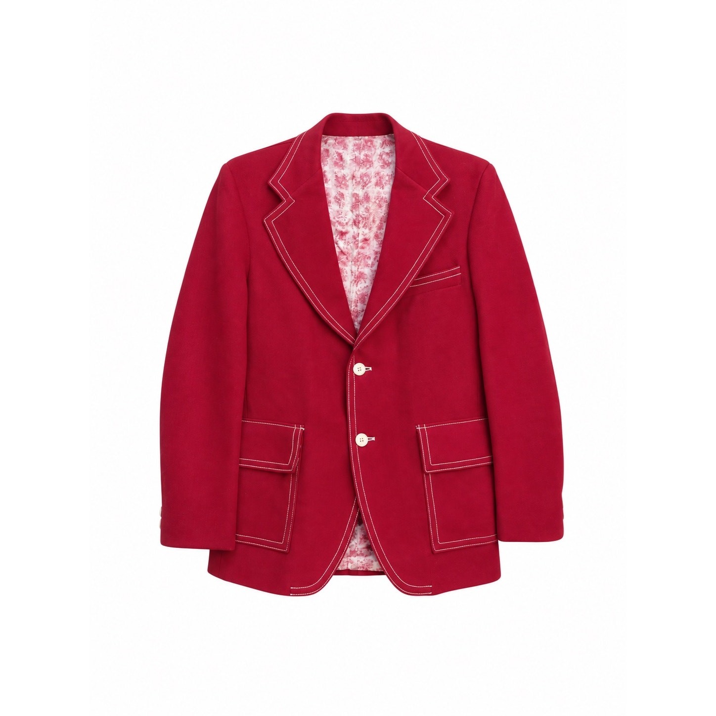 Vintage 60s 70s Tony Kent Red Basketweave Blazer Deadstock Contrast Stitch XS S