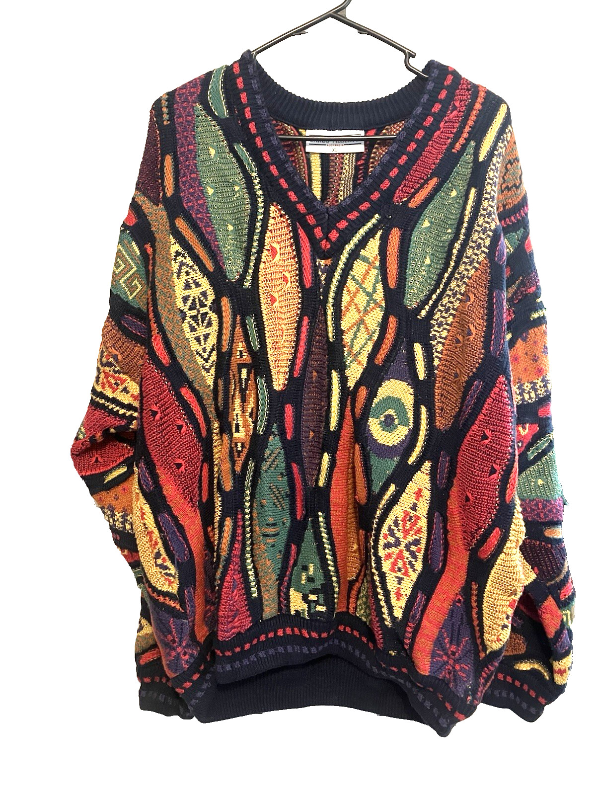 XL) CARLO ALBERTO Cosby Biggie Cooge Textural Colorful VTG Australia Sweater