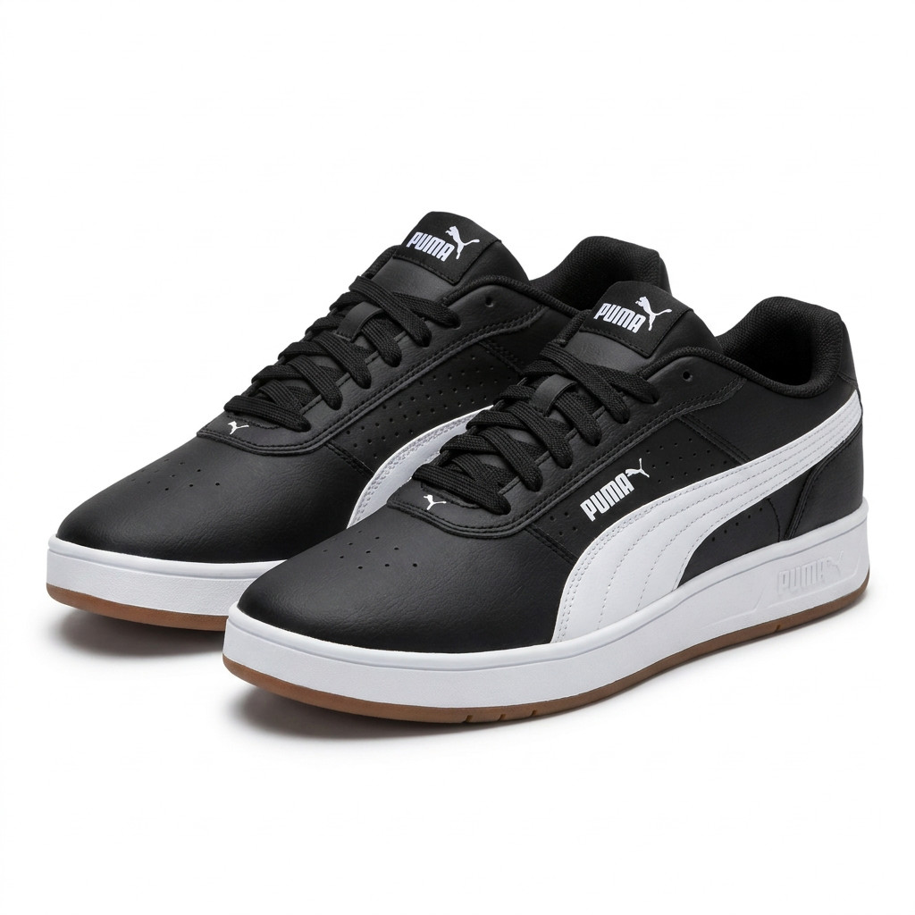 PUMA Sneakers Black White Gum Sole Casual Athletic Shoes New
