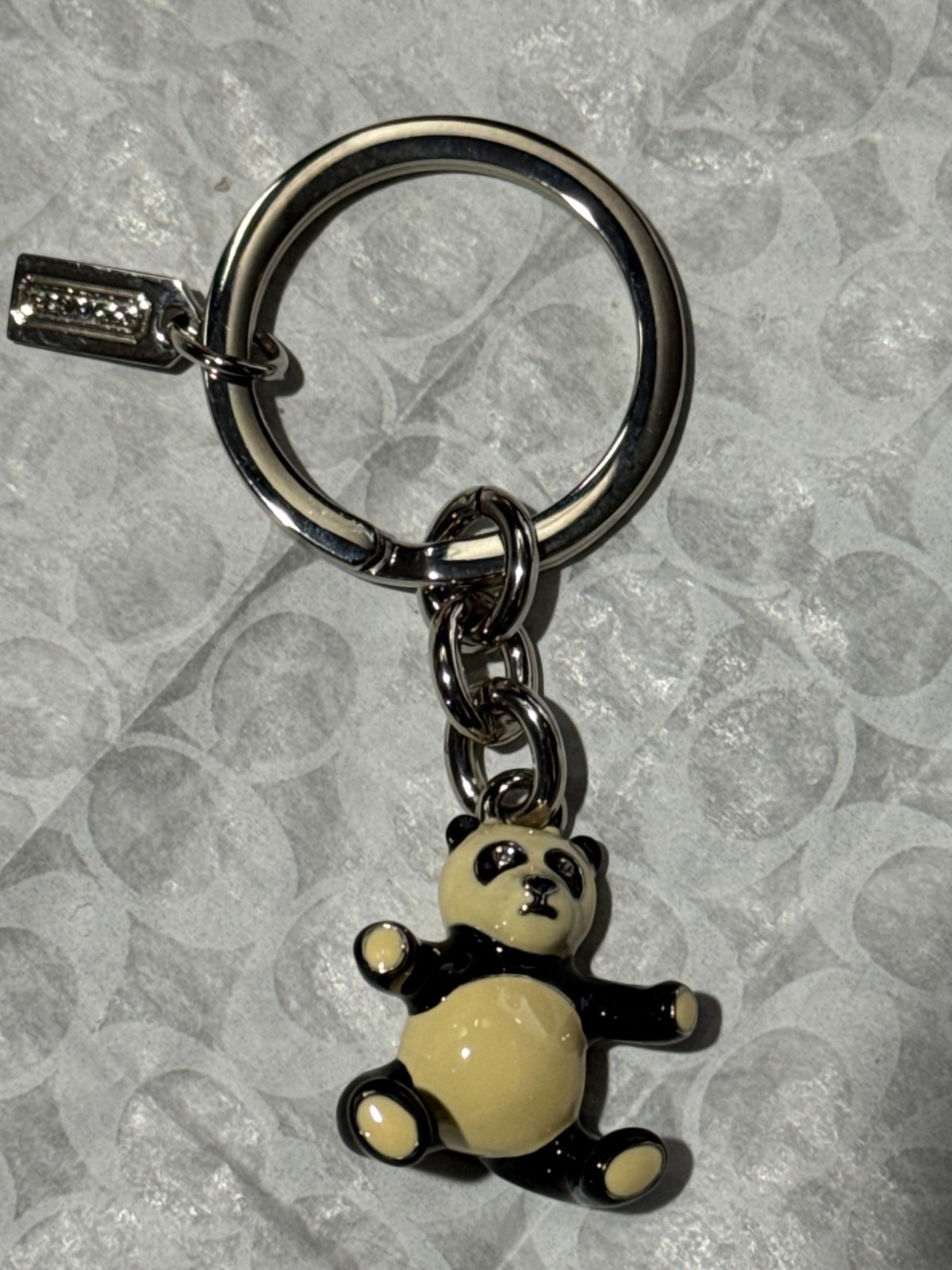 Rare & Collectible Vintage COACH 3D BLK/W Enamel Panda Bear Keychain Bag Key Fob