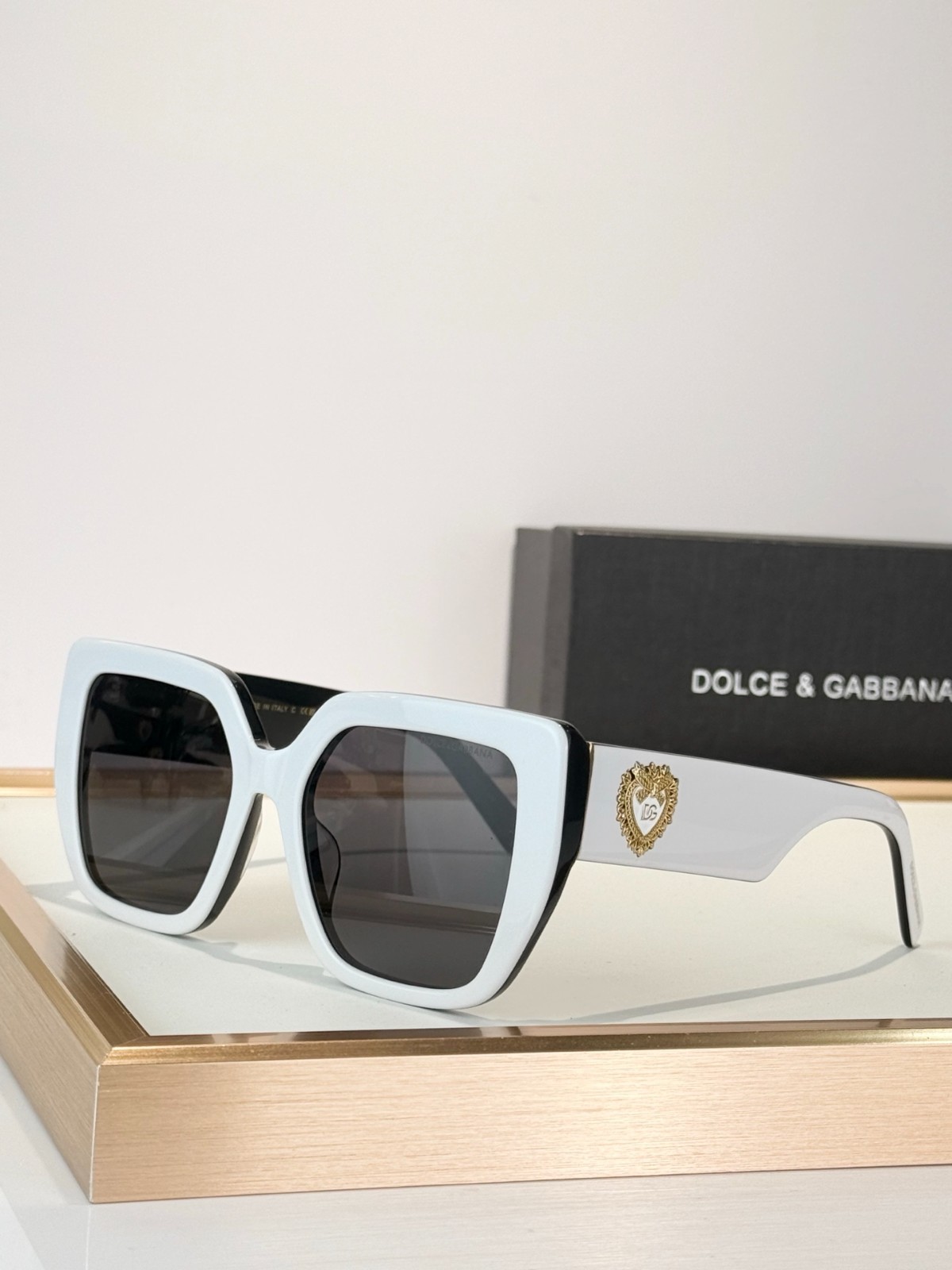 Dolce & Gabbana DG2212 White Black Square Sunglasses Gray Lens 55-20-145