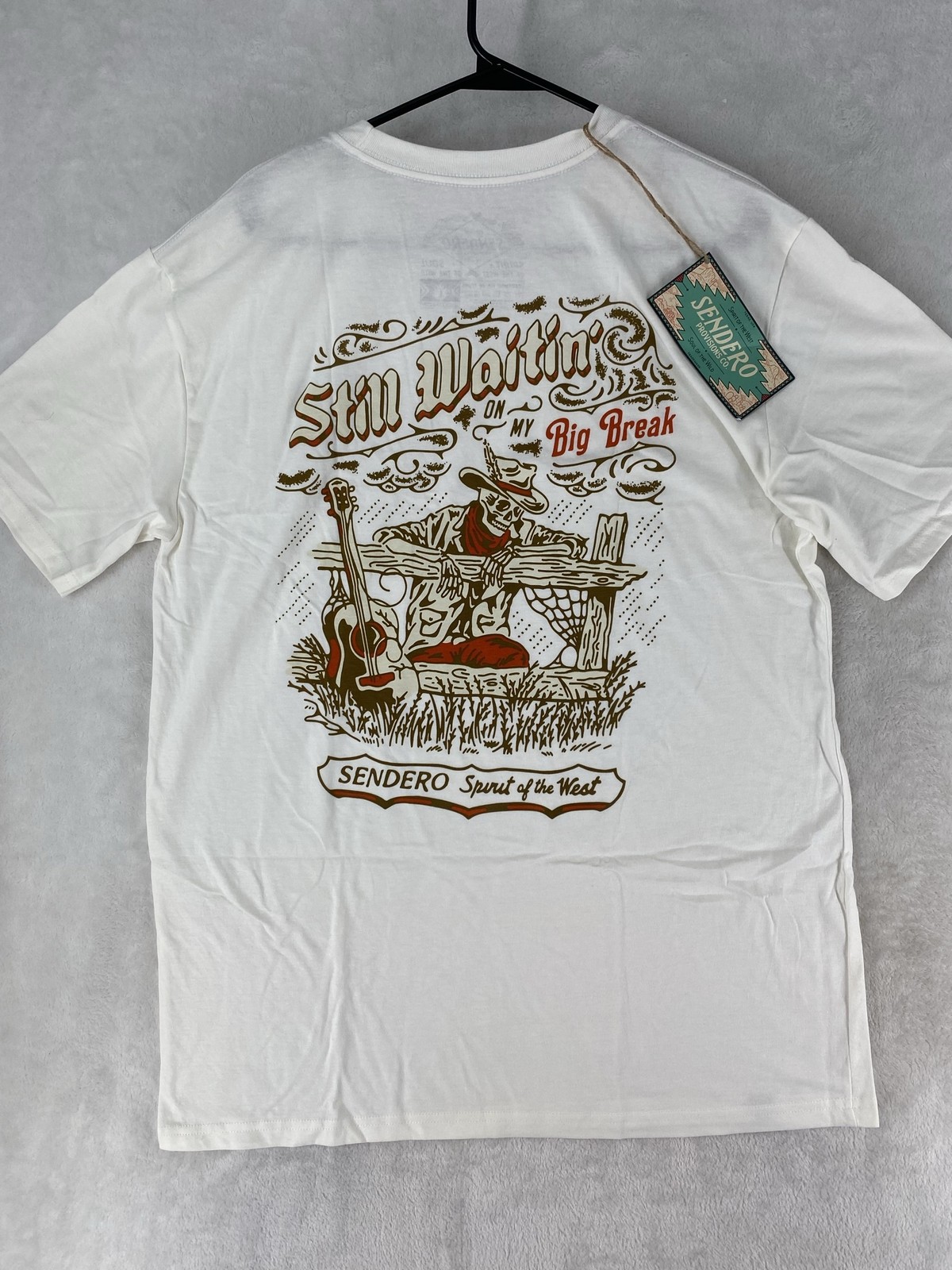 Sendero Provisions Shirt Mens Large White Big Break Skeleton Cowboy Tee NEW $35