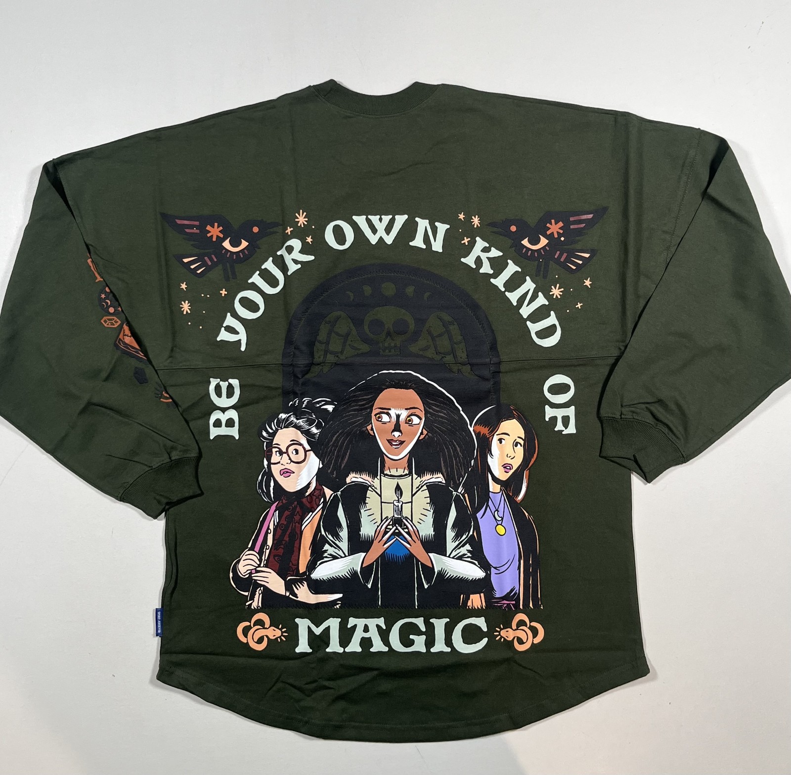 Disney Spirit Jersey Shirt Womens M Green Crew Neck Long Sleeve Hocus Pocus Top