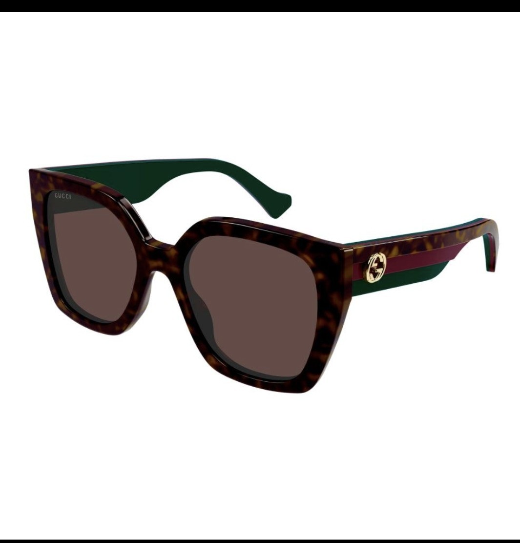 AUTHENTIC GUCCI GG1300S 002 Havana Black Green Red Stripe Sunglasses 55 NEW