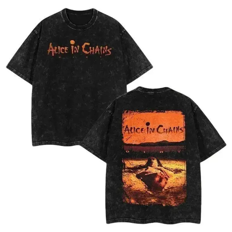 Alice In Chains Dirt Album Vintage Washed Double‑Sided Grunge Cotton T‑Shirt