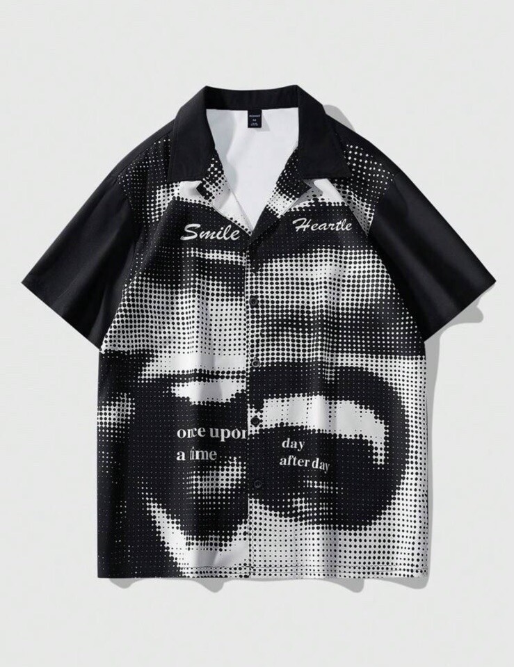 Casual Trendy Shirt Men\'s XXL Black White Streetwear Club Relaxed NWT