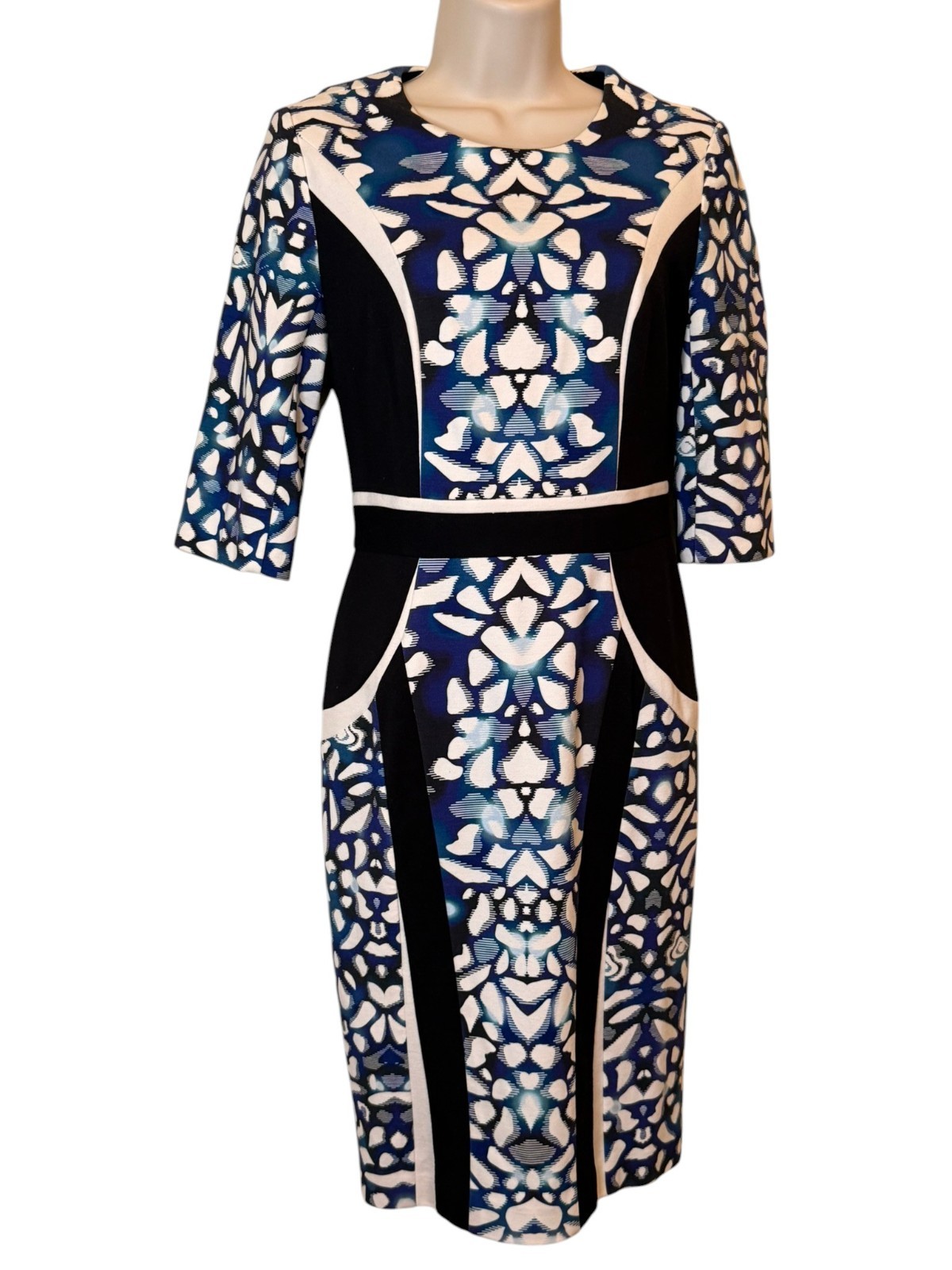 Classiques Entier Women\'s Nina Print Ponte Knit 3/4 Sleeve Sheath Dress Size 2