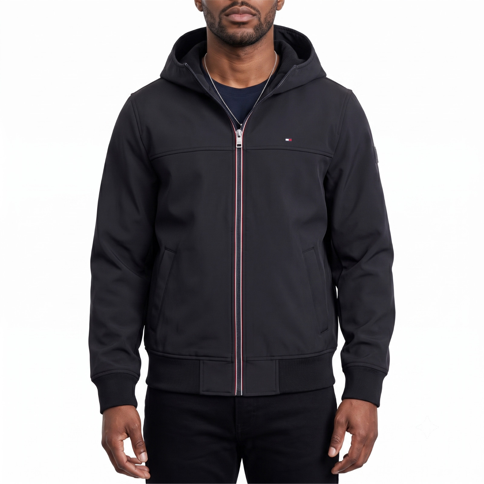 Tommy Hilfiger Mens Lightweight Softshell Jacket S-3XL Rib Cuff Hem Pockets