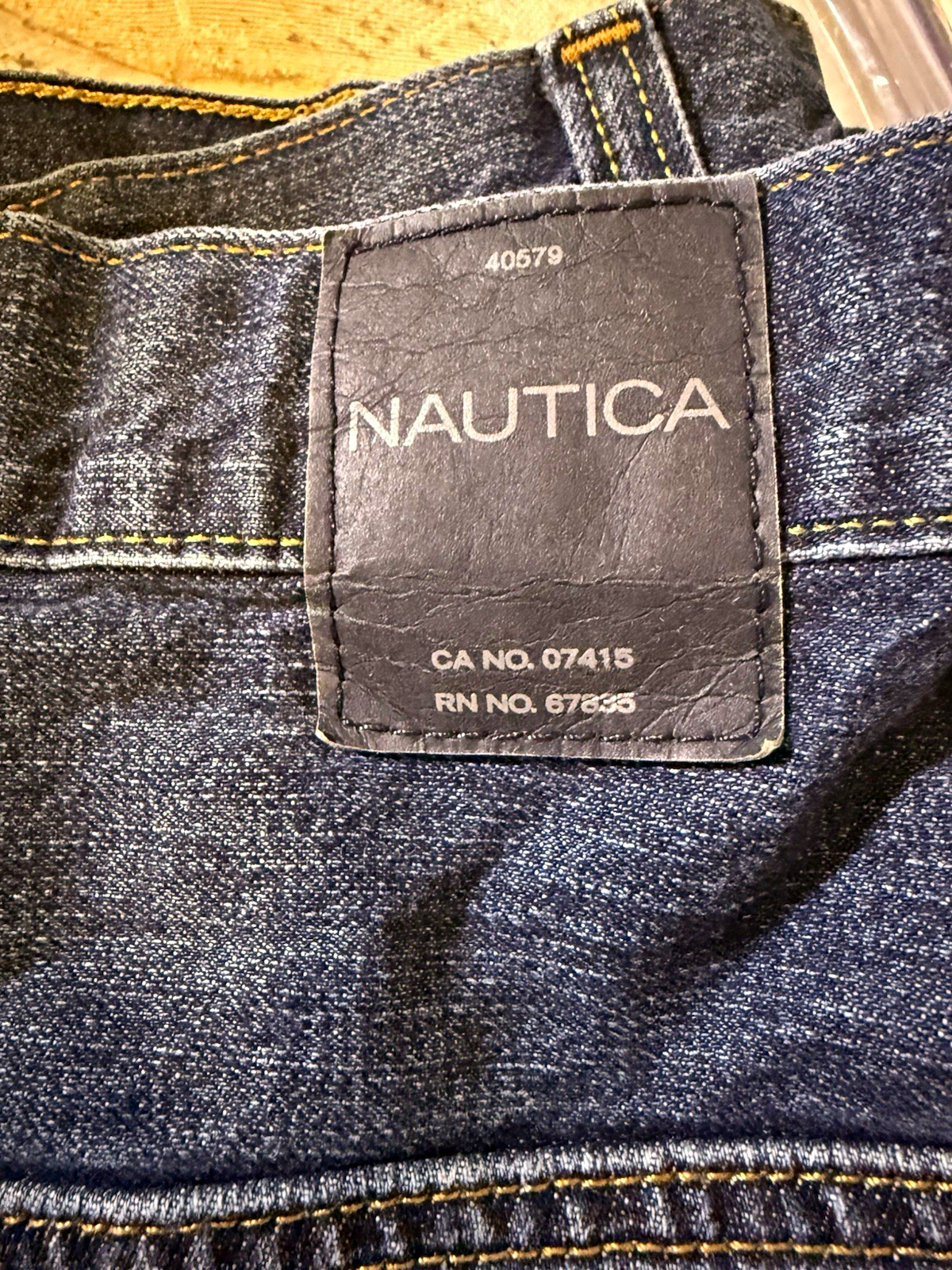 Nautica Men\'s Big & Tall 56 Dark Wash Blue Denim Straight Jeans 5-Pocket