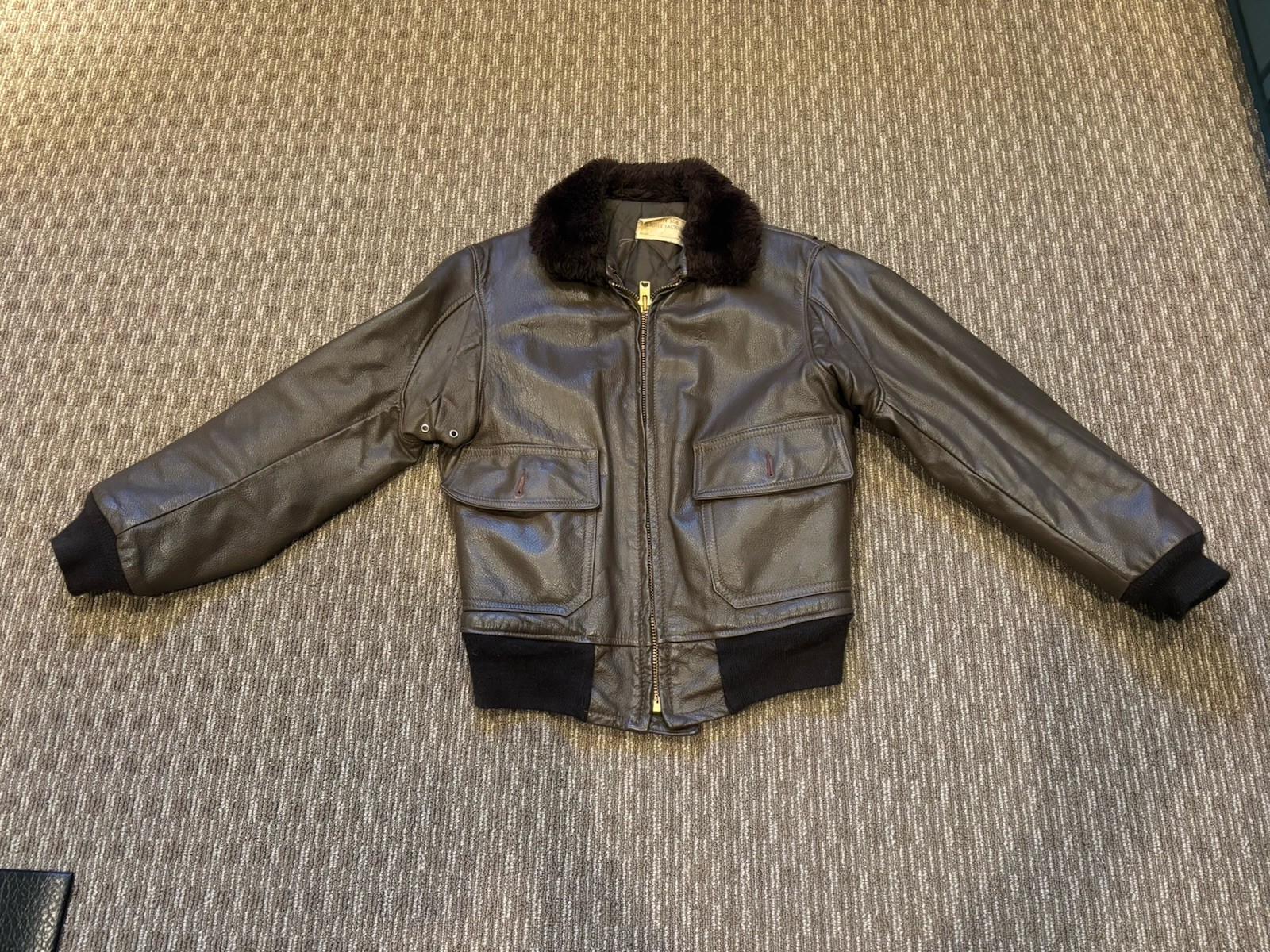 vintage authentic mens schott flight jacket size medium/small with minor flaw