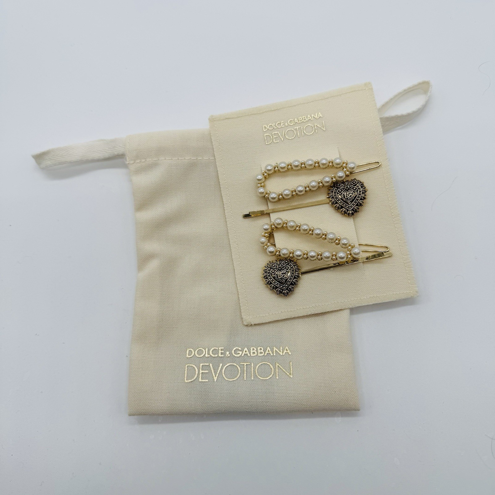 Dolce & Gabbana Devoution Hair Clips Set Of 4 New In Pouch And Packing