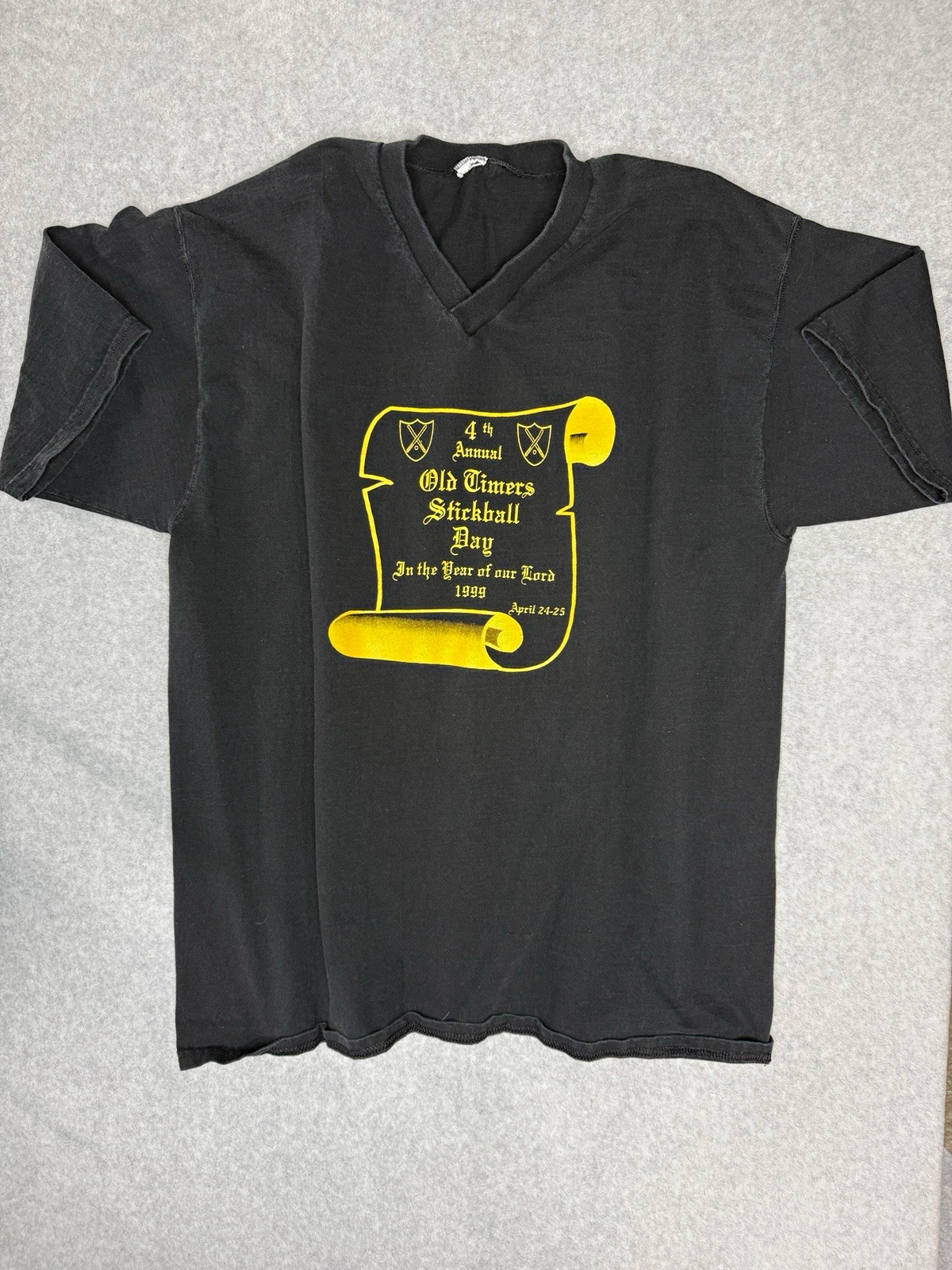 Vintage 1999 Old Timers Stickball Day T Shirt Black XL XXL 90s Tubular Tee