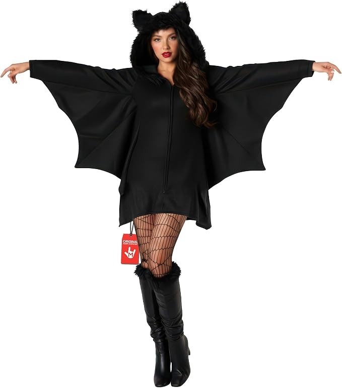Women`s Halloween Animal Costume + Wings S - 3XL Ladies Scary Vampire Witch Coat