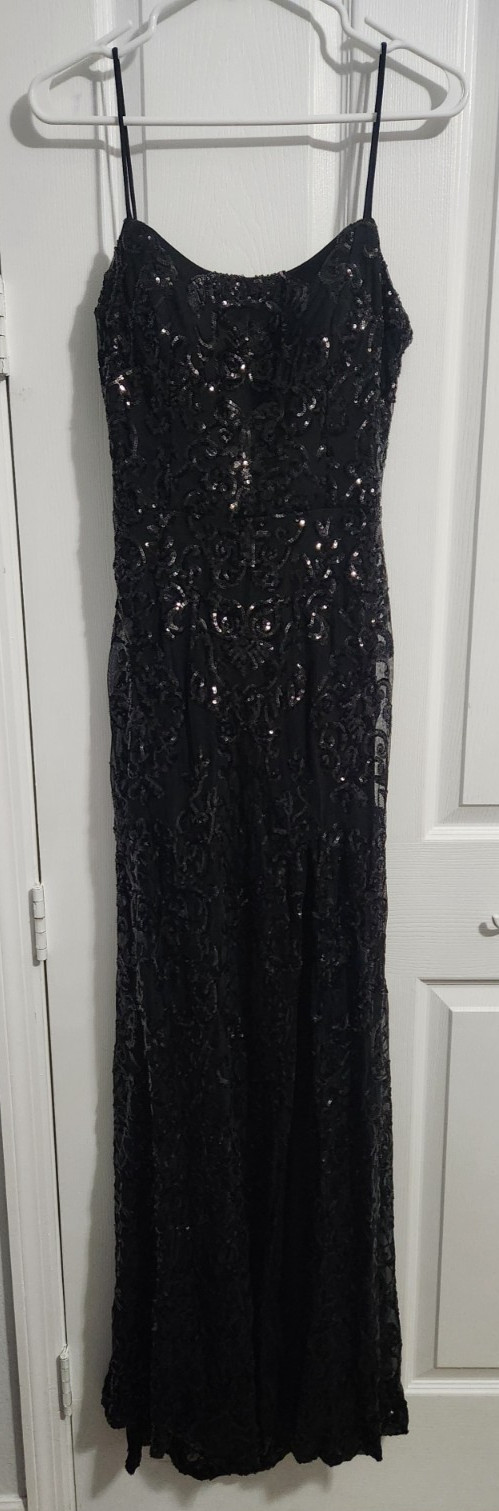 Blondie Nites by Stacy Sklar Juniors Sz 9 Black Sequin Lace Formal Dress Gown