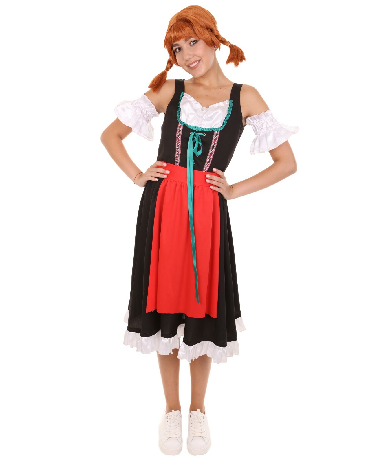 Adult Women's Oktoberfest Fraulein Costume, Black & Red Halloween Costume
