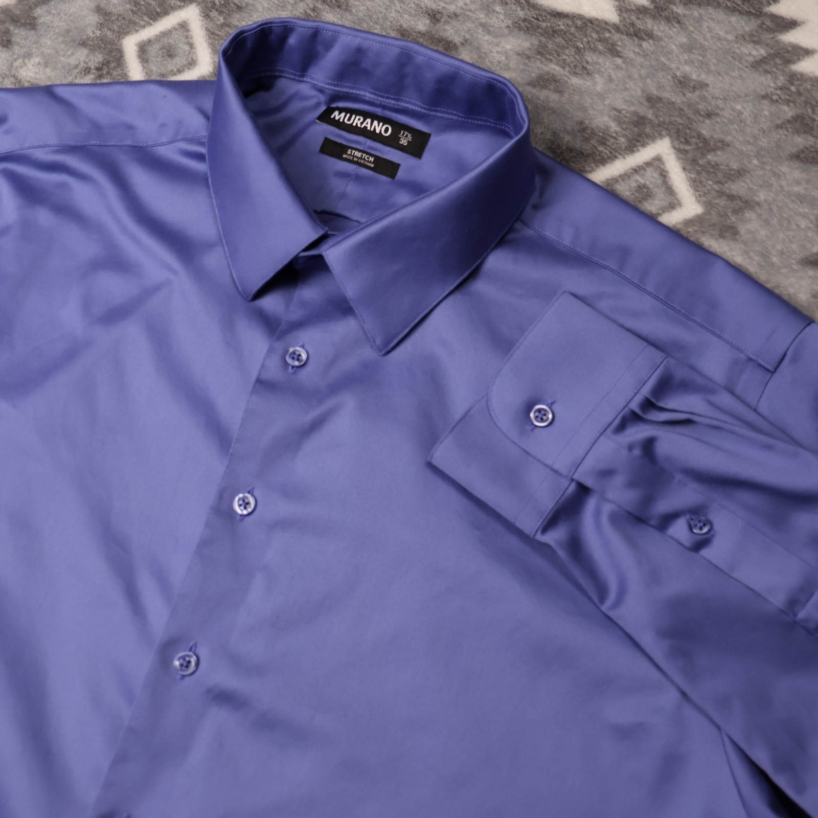 Murano Mens Purple Stretch Long Sleeve Button Down Dress Shirt 17.5 35