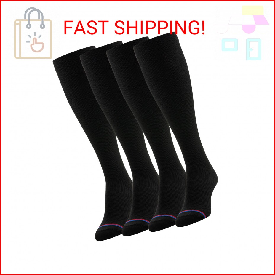 MediPeds unisex-adult Over-the-Calf Socks with Mild Compression, Multipairs, Bla