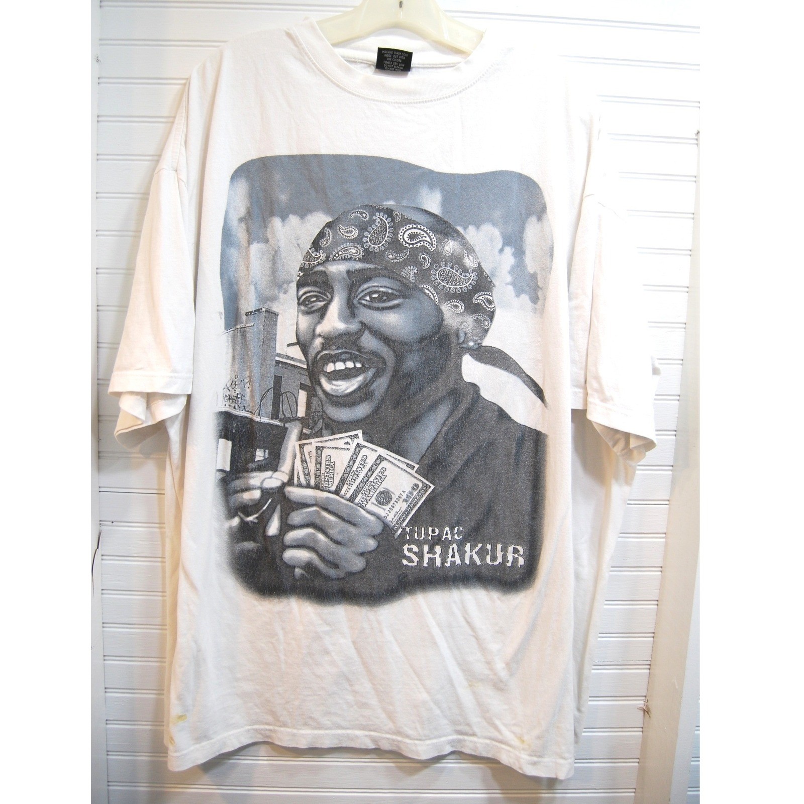 Vintage Tupac Shakur shirt size 2XL Le Bleu 90s White Rap Tee Artwork *preowned