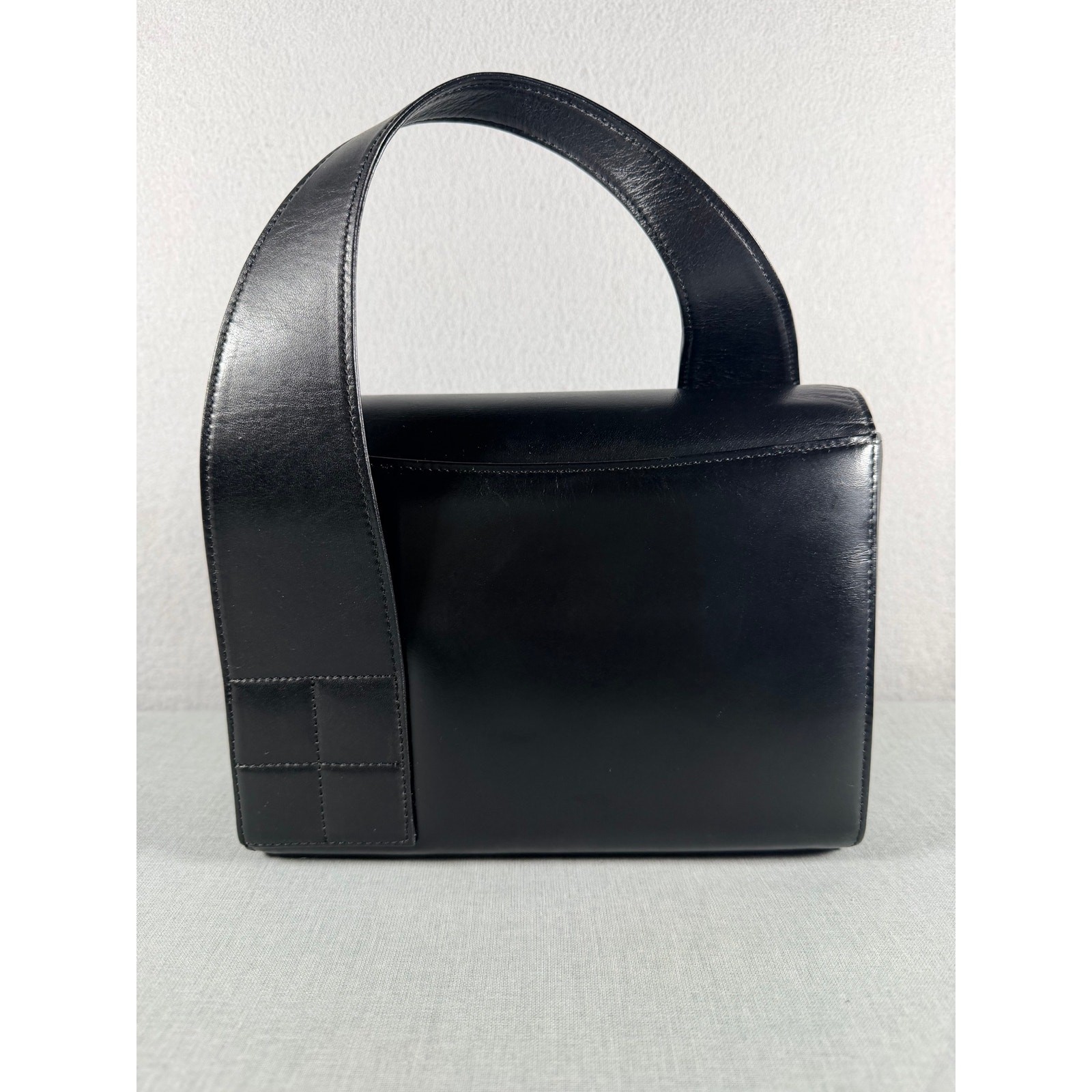 Vintage Givenchy Maroquinerie Black Leather Flap Top Handle Bag 4G Logo Purse