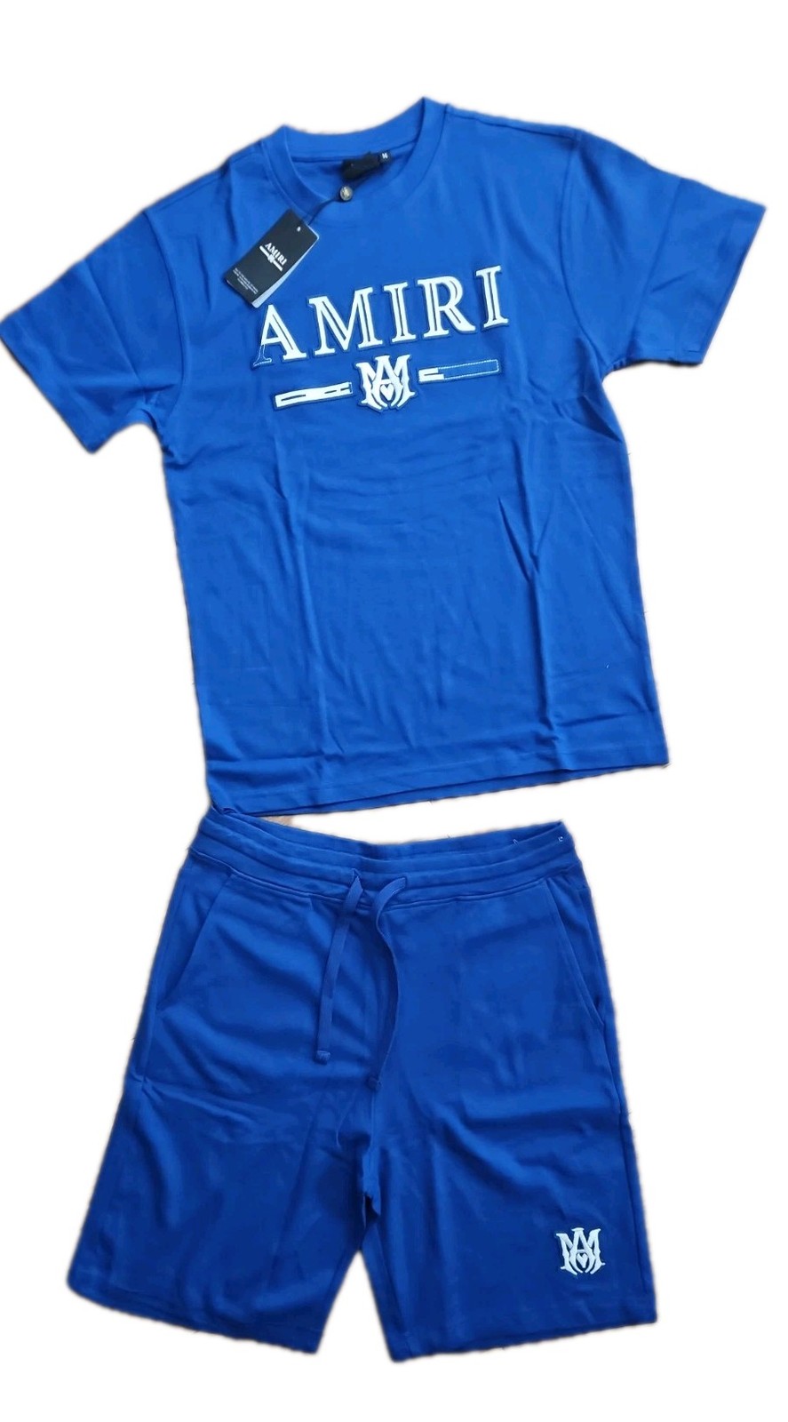 AMIRI Men\'s 2 Piece Set T-Shirt & Shorts 100% Cotton Size M.,Short Sleeve Royal.