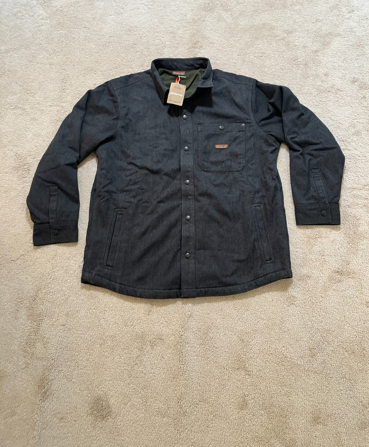 New Patagonia Iron Forge Fleece Lined Jacket Jac Shirt Men XL Ink Black