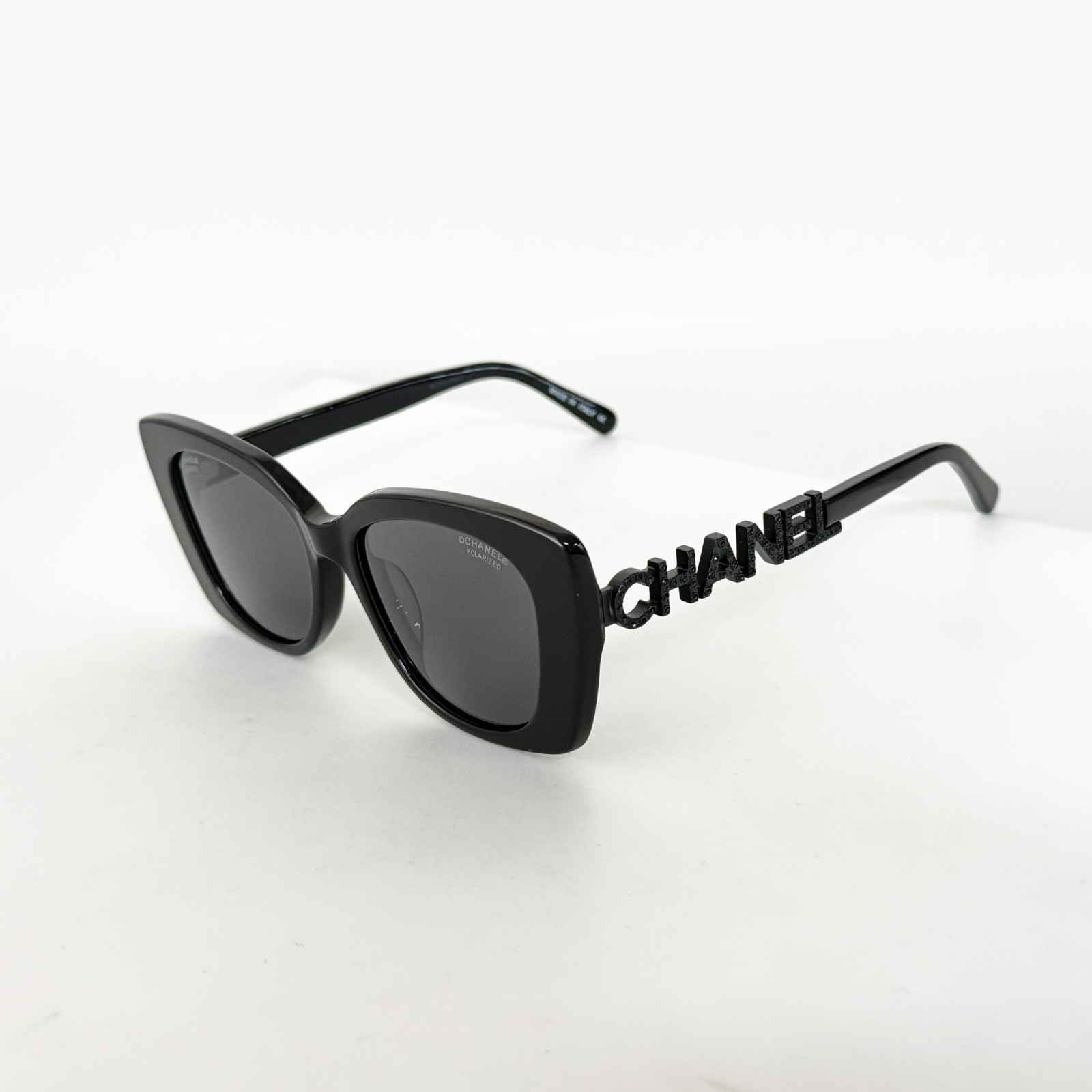 CHANEL CH5422B Polarized Sunglasses Black Dark Grey Lens Unisex 53-17-145