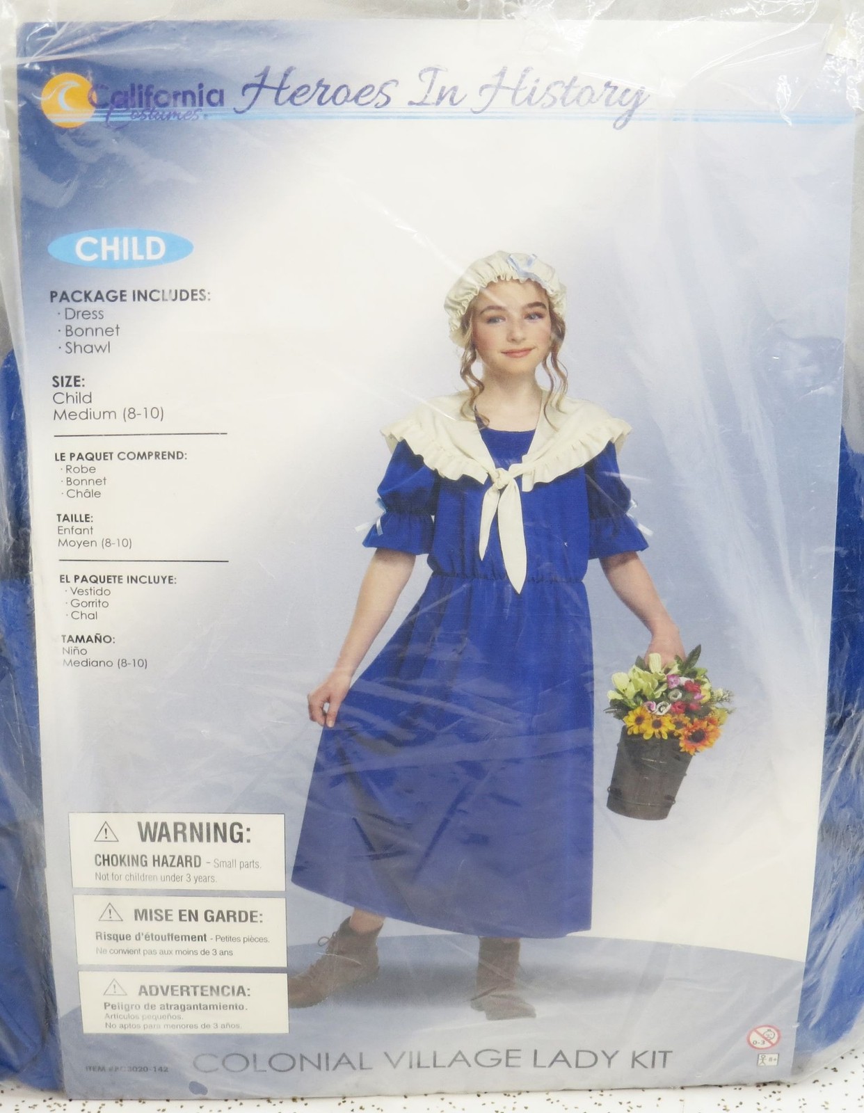 California Costumes Heroes In History Colonial Village Lady Child Medium 8-10