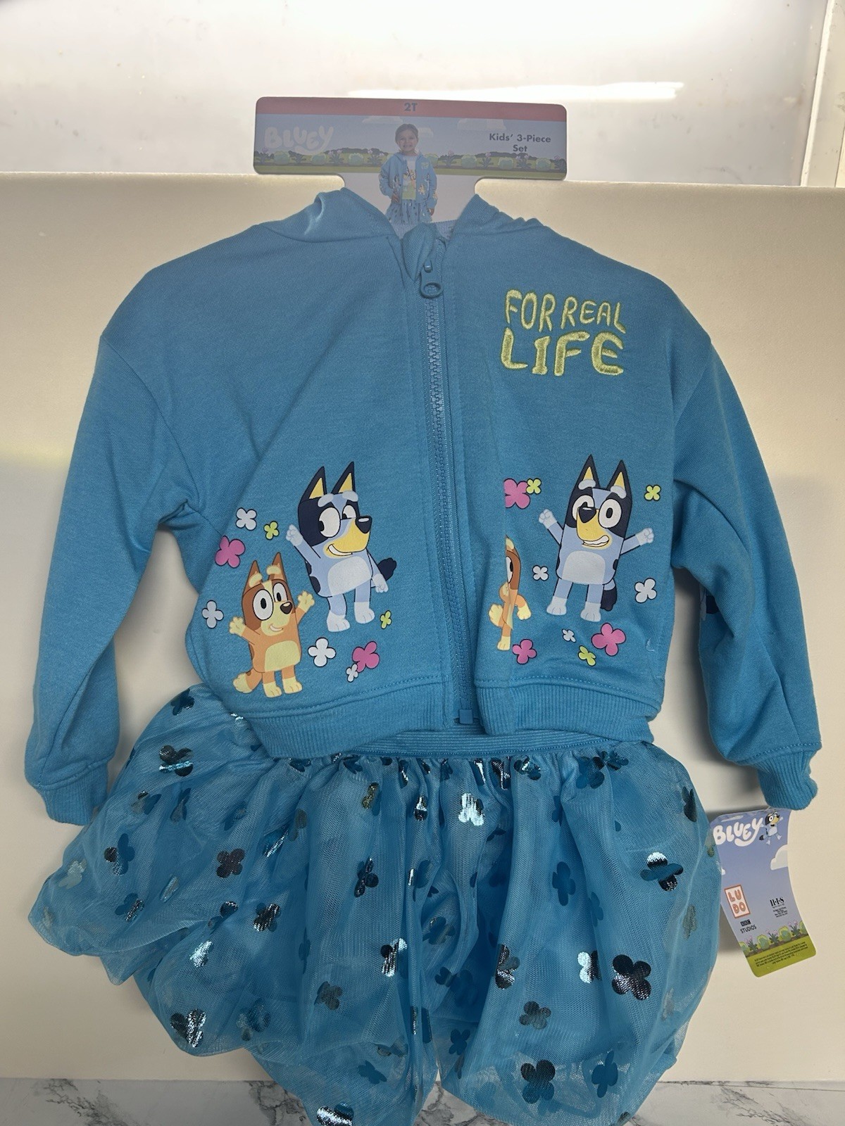 Bluey Toddler Kid 3 Piece Blue Tutu Set NEW 2T Never Used Brand New.