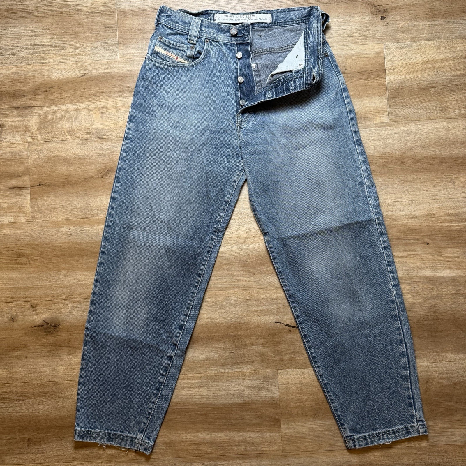 Vintage Diesel Saddle Jeans Men 28x29 Blue Loose Tapered Medium Wash Denim 90s